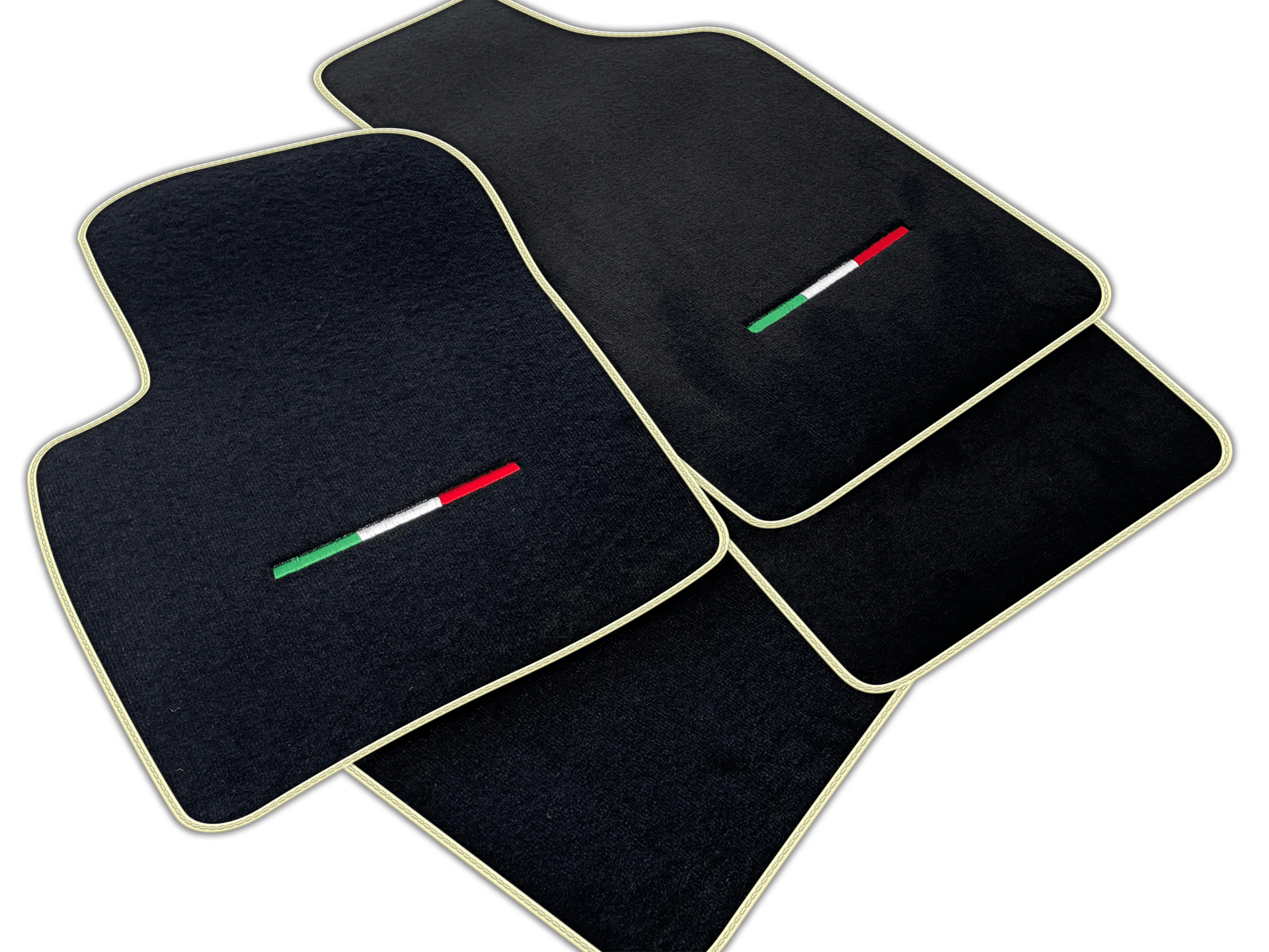 Italian Edition Black Floor Mats for Fiat 500 (2008-2013)