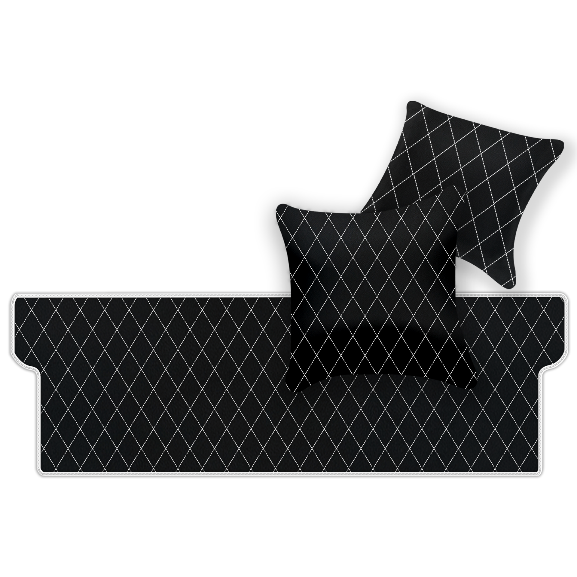 Customizable Leather Trunk Floor Mats with Double Diamond Pattern for Ferrari Dino GT4 (1973-1979) - AutoWin