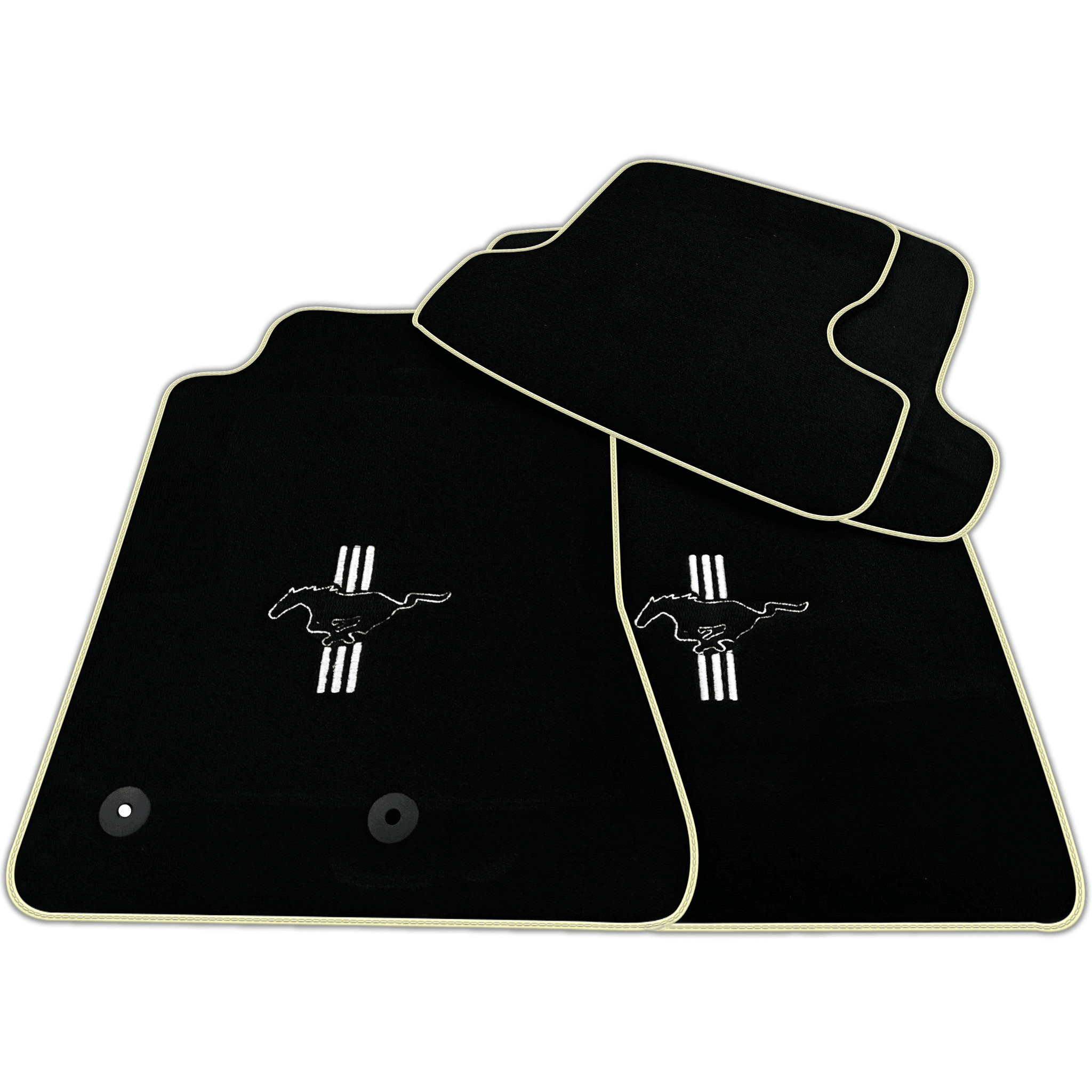 Black Floor Mats For Ford Mustang VI (2015-2023) with Pony | Various Trim Colors
