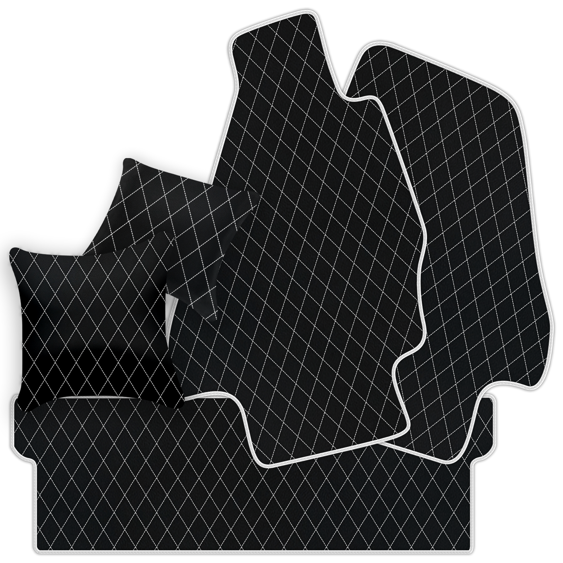 Customizable Leather Trunk Floor Mats with Double Diamond Pattern for Ferrari Dino GT4 (1973-1979) - AutoWin