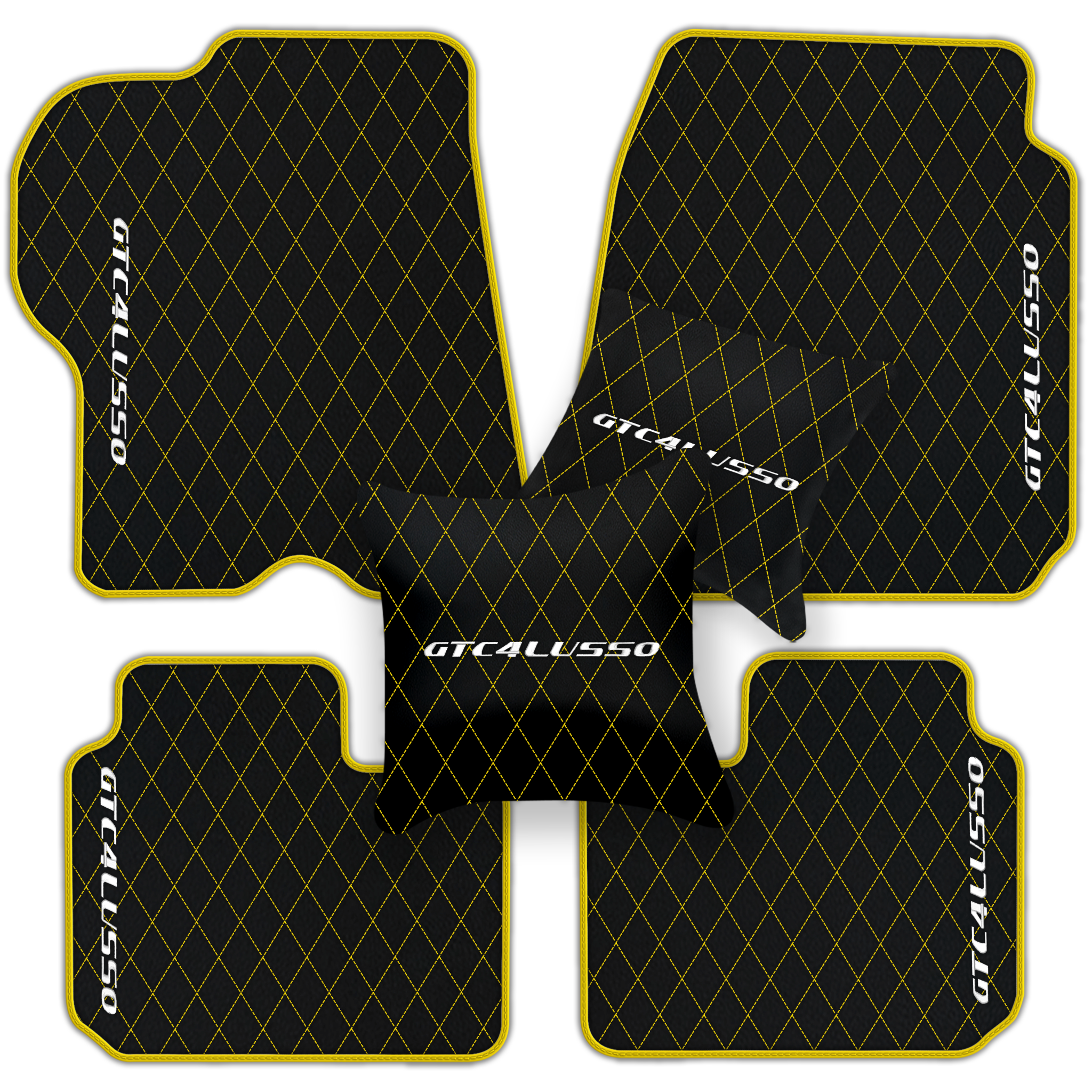 Luxury Black Leather Floor Mats for Ferrari Roma (2021-2024)