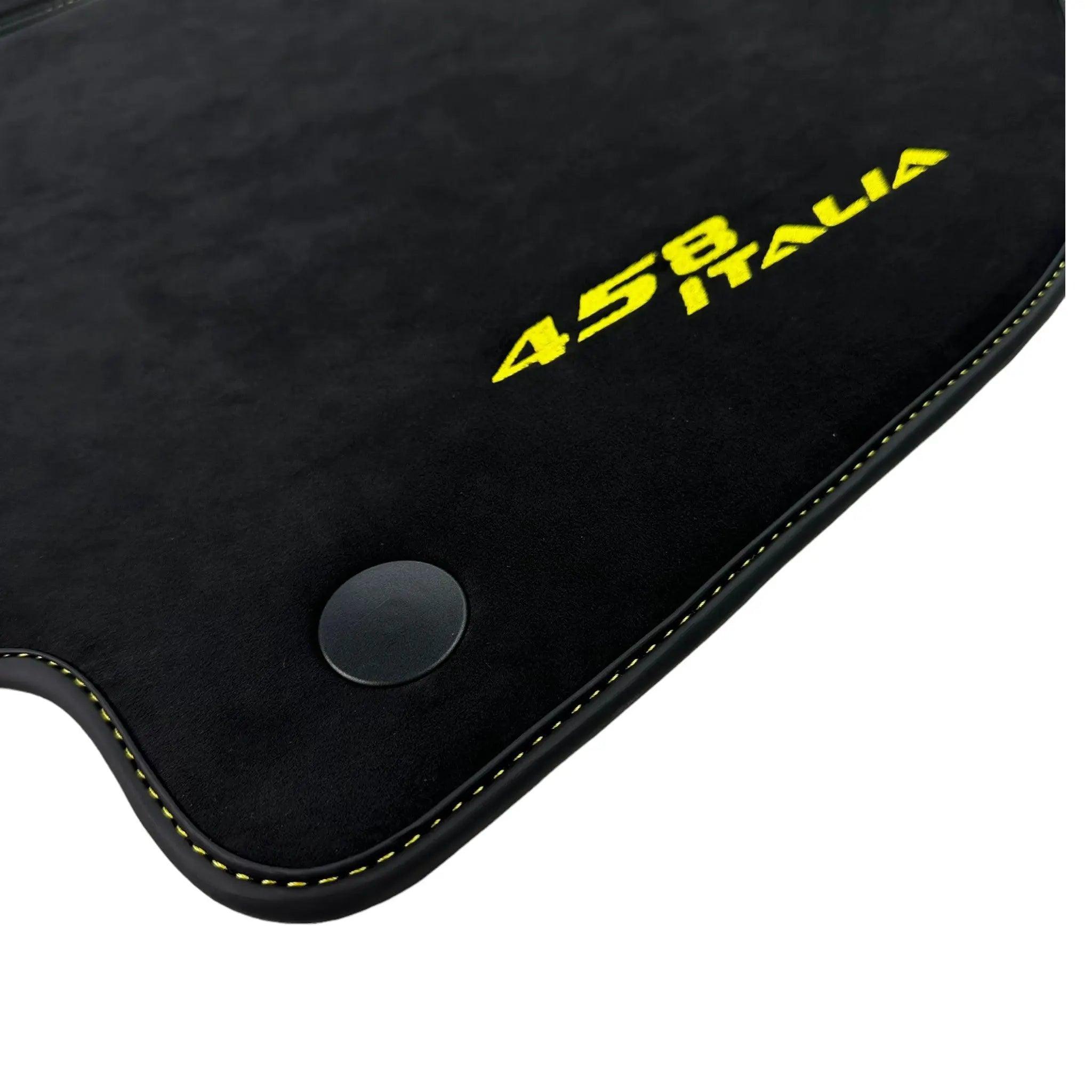 Alcantara Black Floor Mats For Ferrari 458 Italia (2009-2015) Yellow - AutoWin
