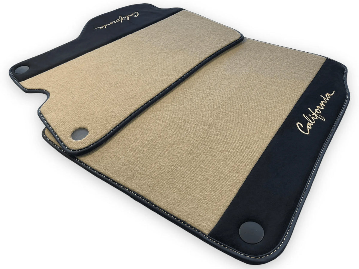 Beige Floor Mats For Ferrari California 2008-2014 With Alcantara - AutoWin
