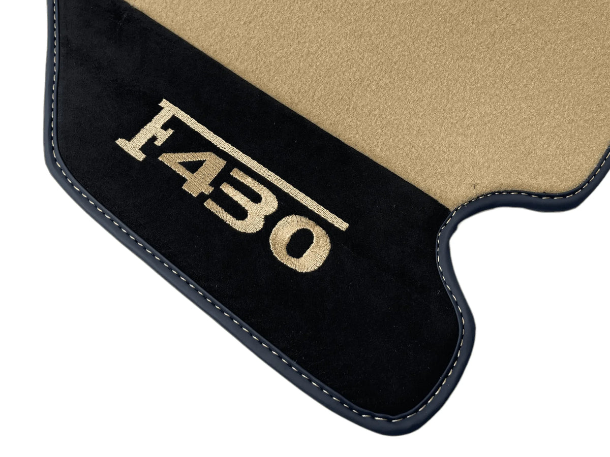Beige Floor Mats For Ferrari F430 2004-2009 With Alcantara Leather - AutoWin