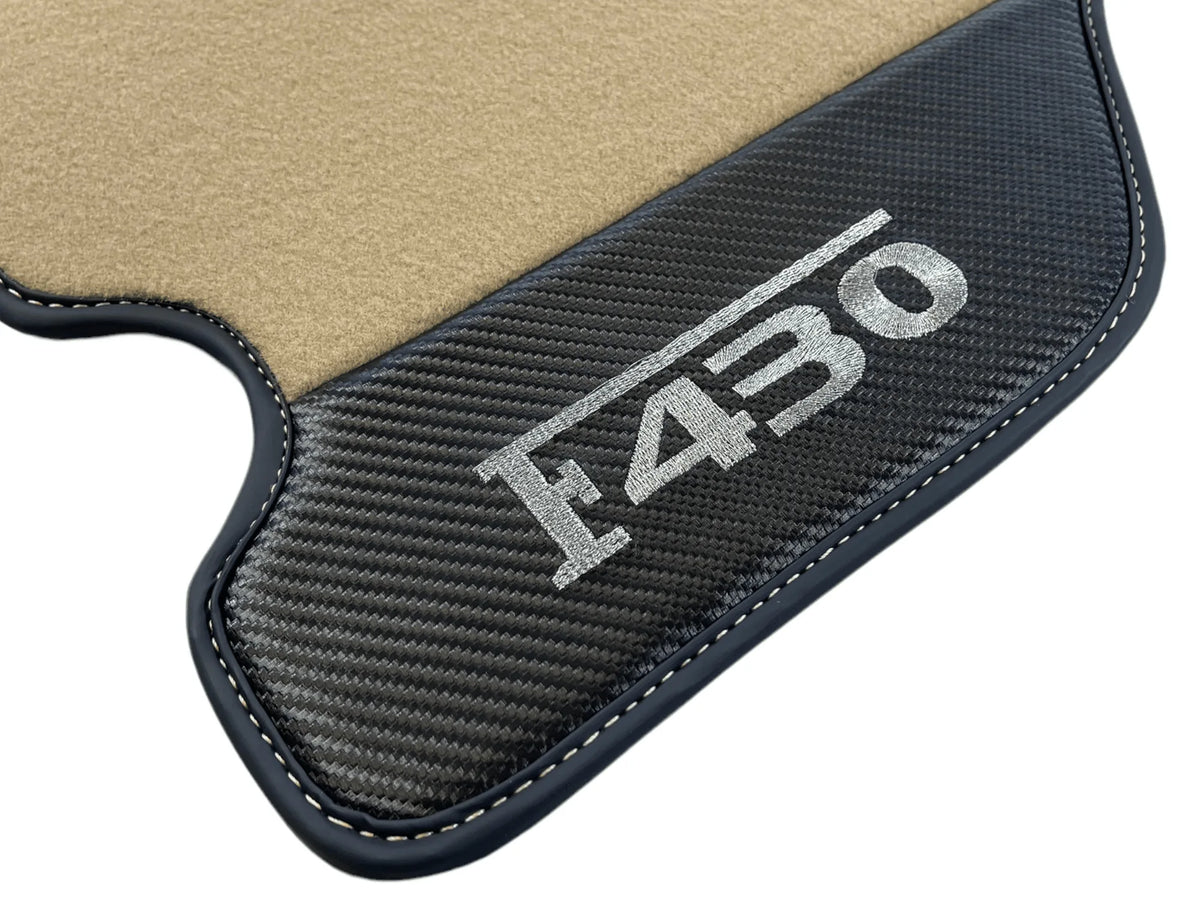 Beige Floor Mats For Ferrari F430 2004-2009 With Carbon Fiber Leather - AutoWin