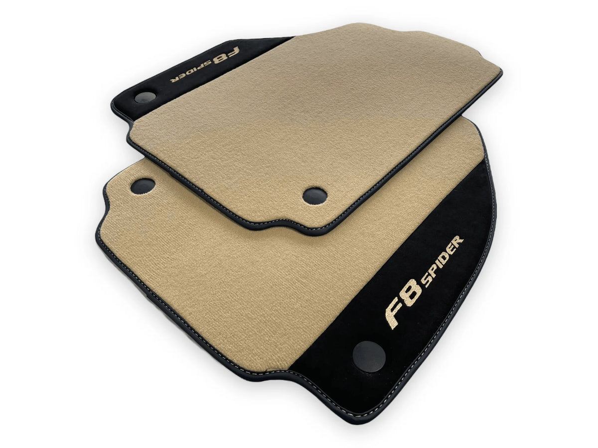 Beige Floor Mats For Ferrari F8 Spider 2019-2022 With Alcantara Leather - AutoWin