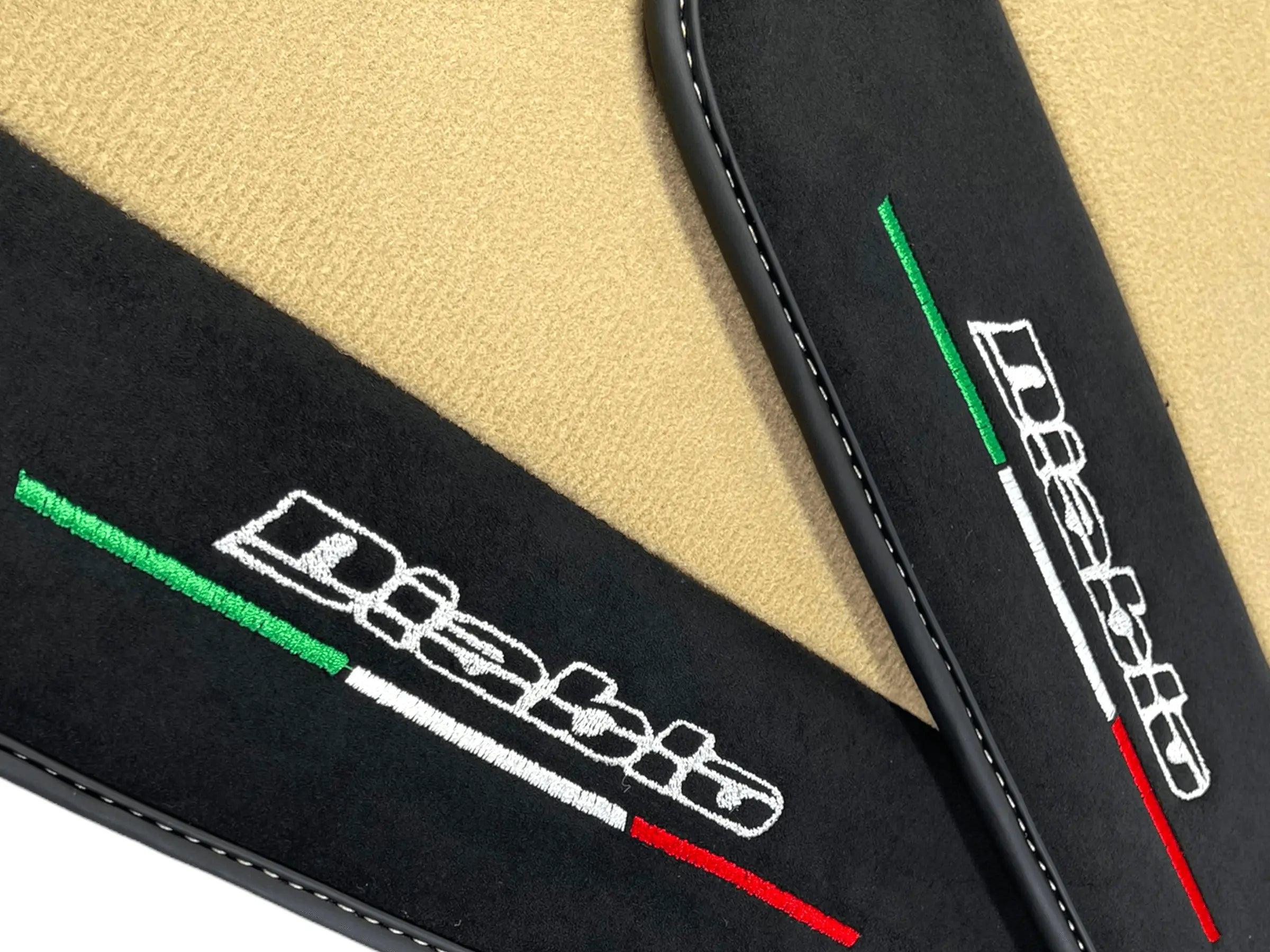 Beige Floor Mats for Lamborghini Diablo 1990-2001 With Alcantara Leather - AutoWin