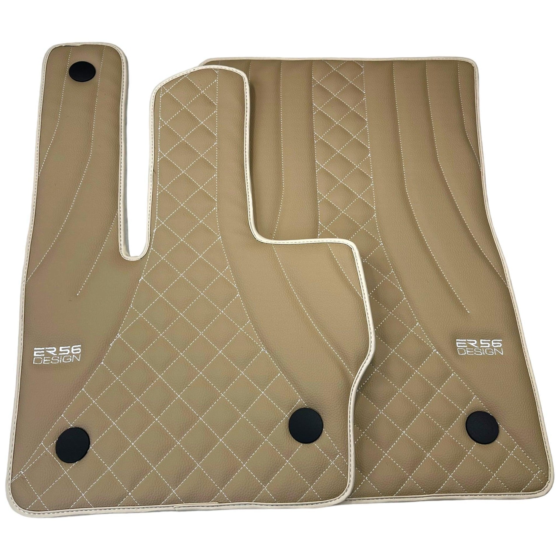 Beige Leather Floor Mats for Mercedes-Benz W463 (2008-2018) ER56 Design - AutoWin