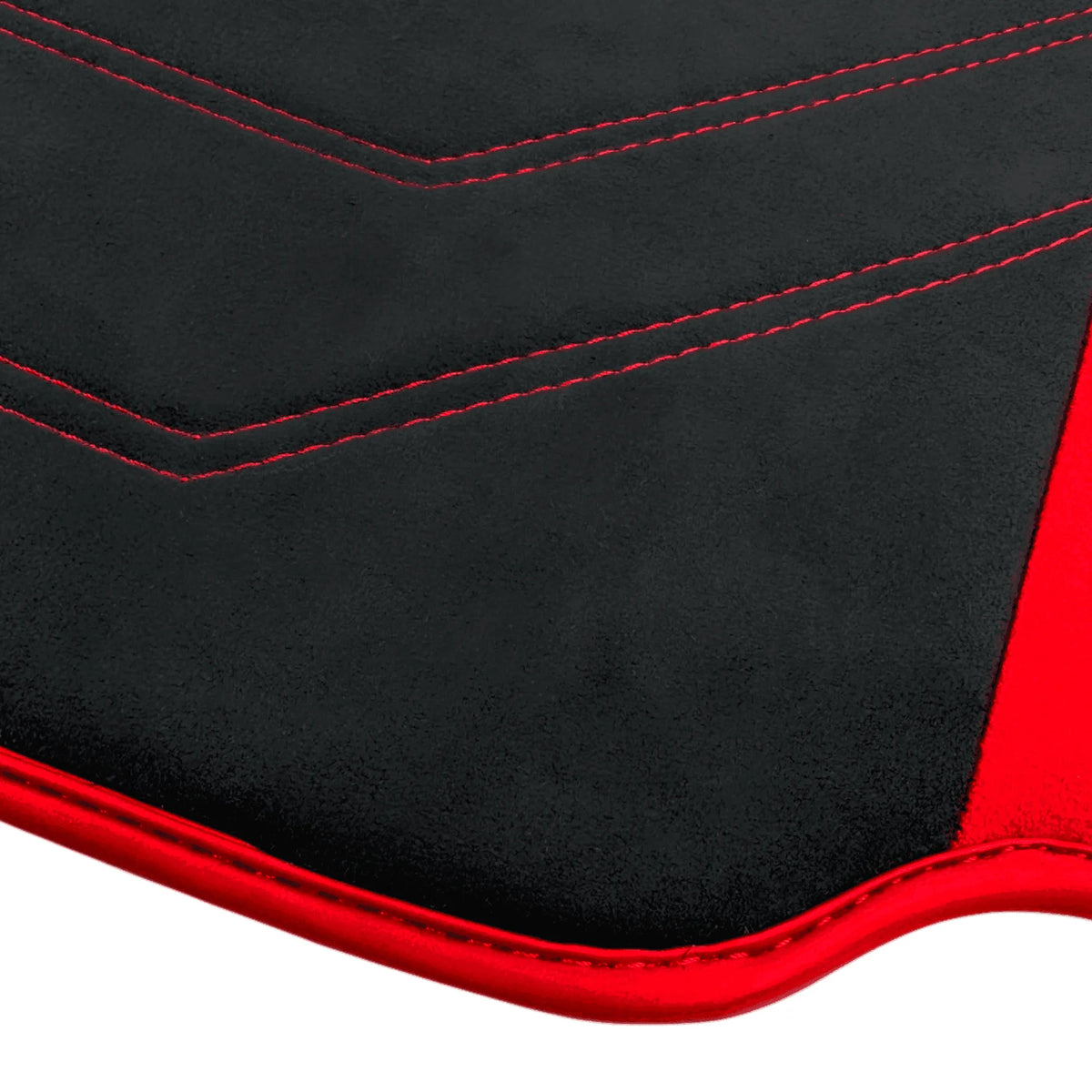 Black Alcantara Floor Mats for Ferrari 458 GT2 (2012-2015) with Red Alcantara Accents