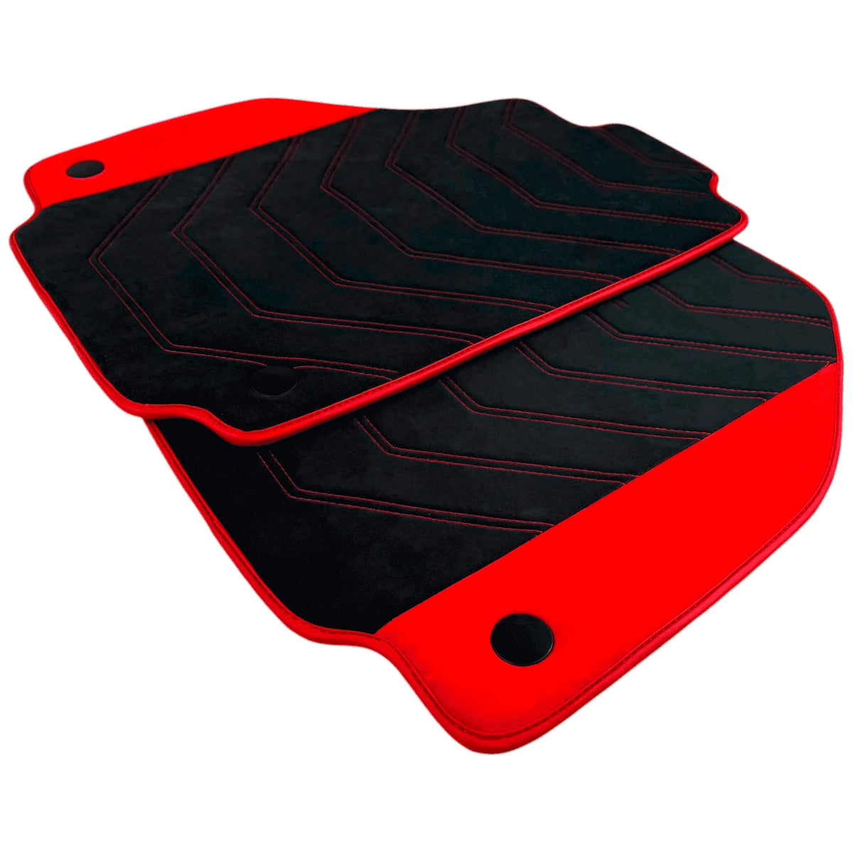 Black Alcantara Floor Mats for Ferrari F8 Spider (2019-2023) with Red Alcantara Accents