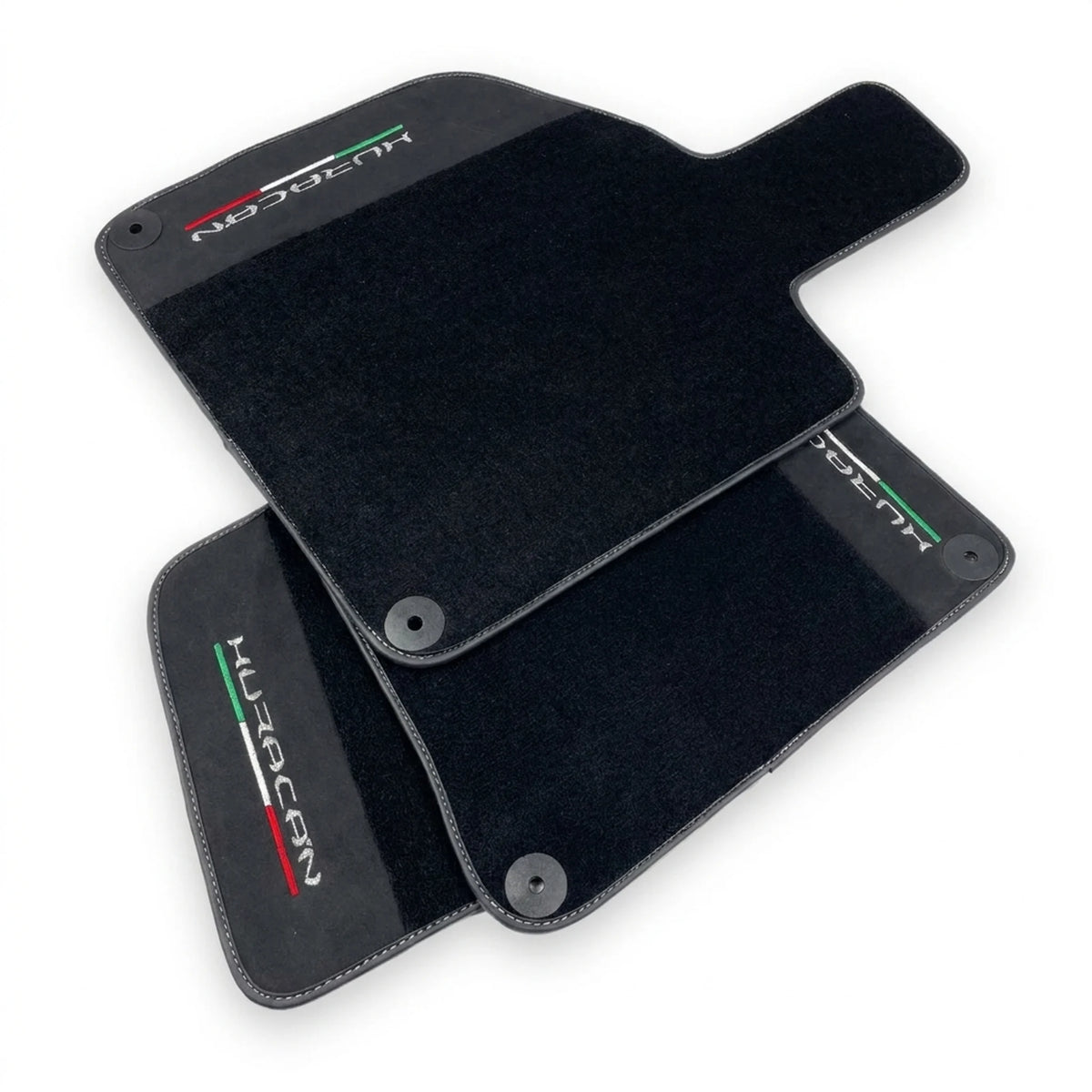 Black Carpet Floor Mats for Lamborghini Huracan with Alcantara Leather - AutoWin