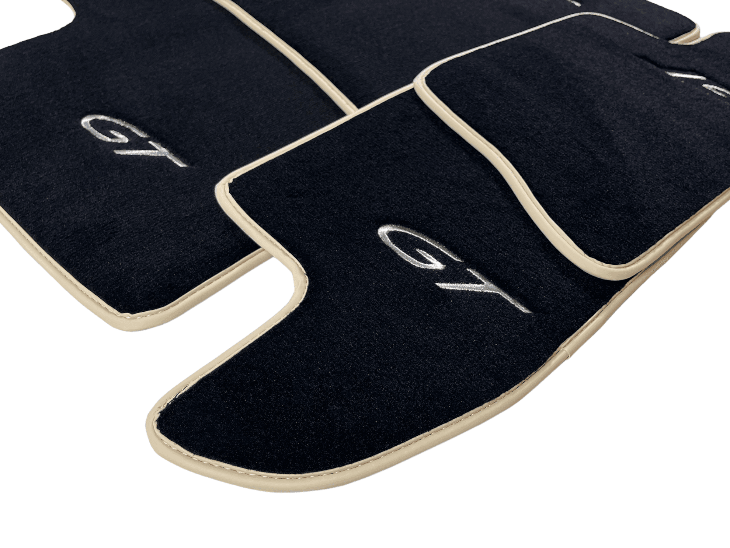 Black Floor Mats For Bentley Continental GTC (2011-2018) With Beige Trim - AutoWin