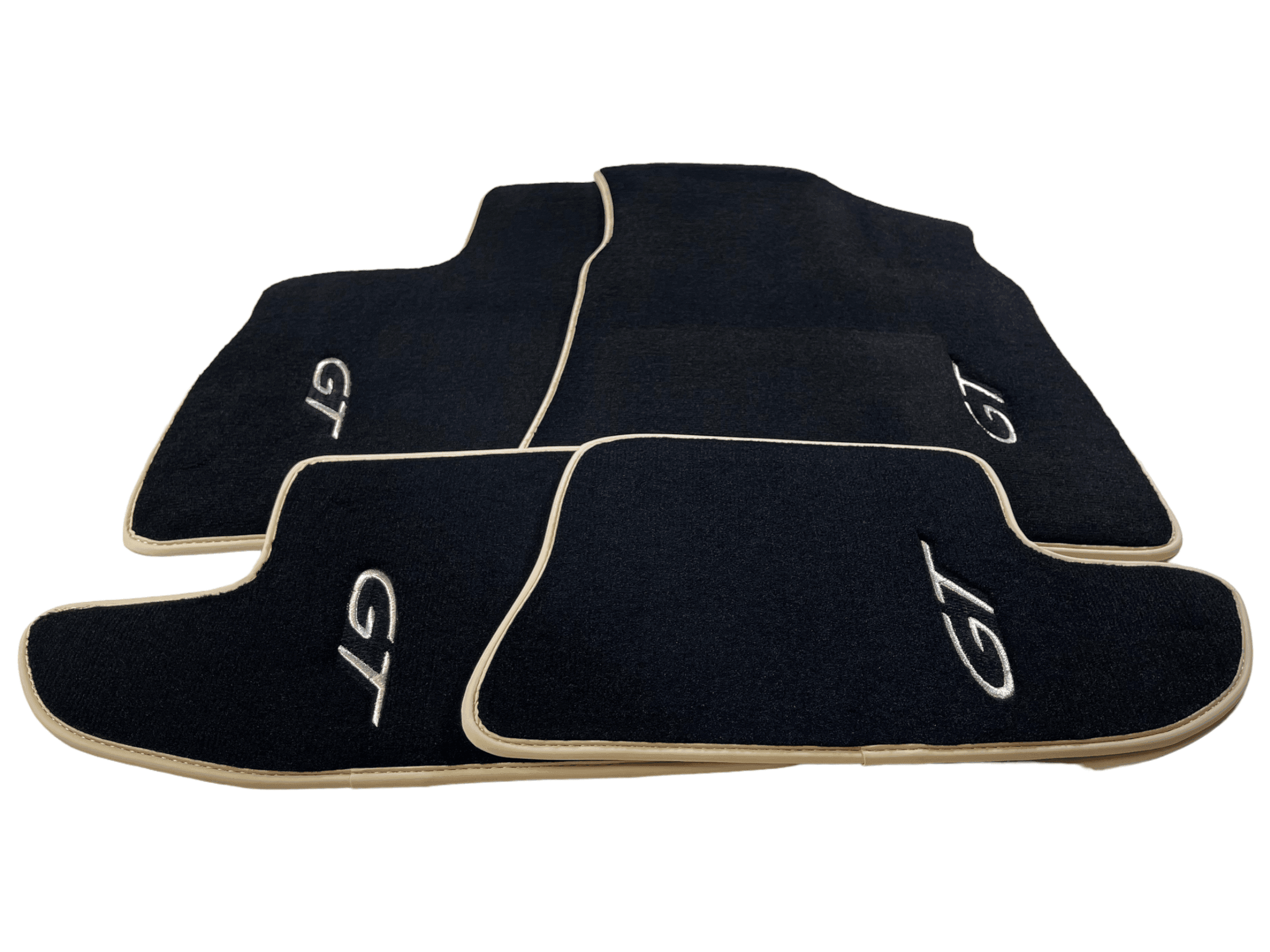 Black Floor Mats For Bentley Continental GTC (2011-2018) With Beige Trim - AutoWin