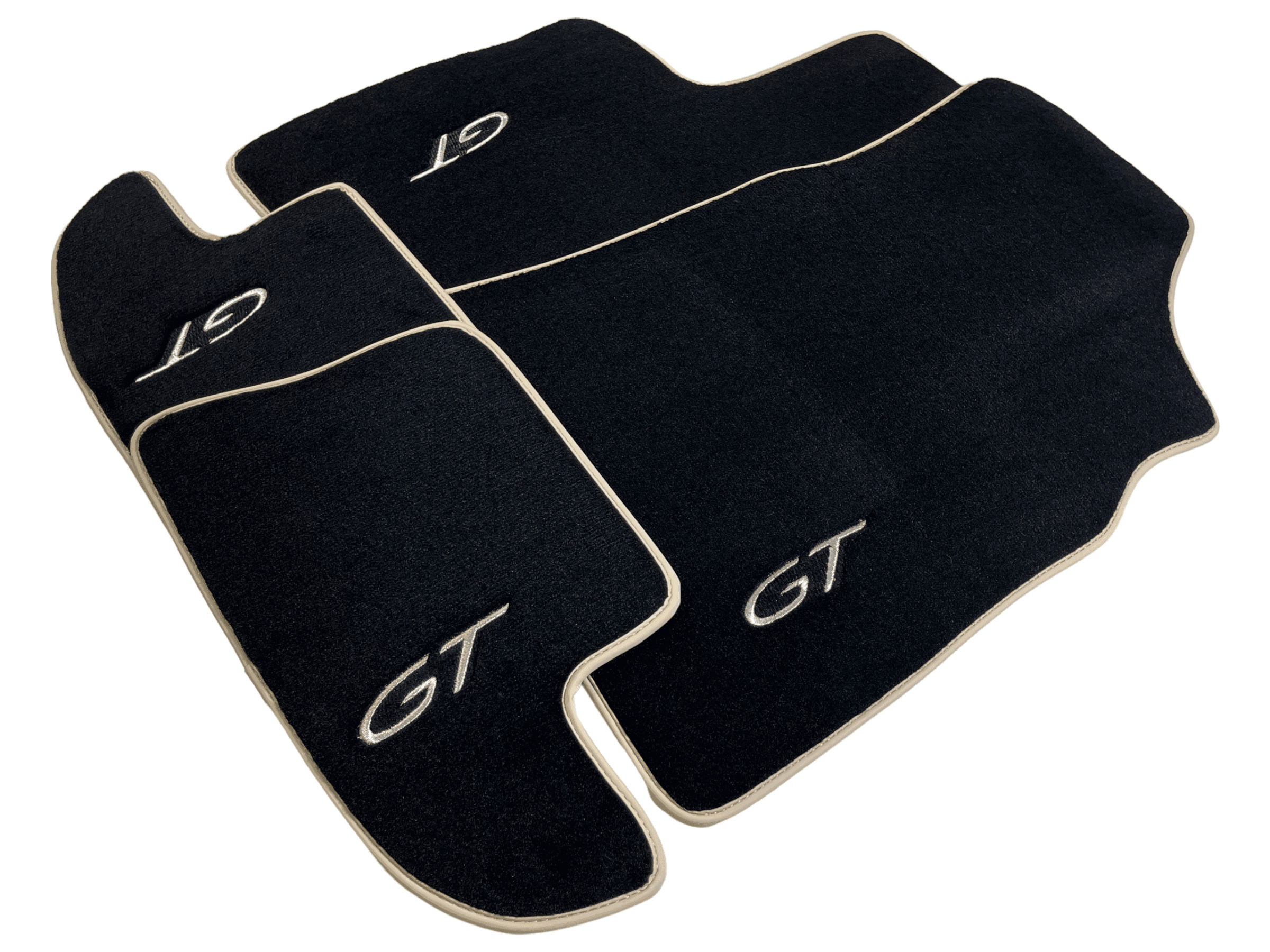 Black Floor Mats For Bentley Continental GTC (2011-2018) With Beige Trim - AutoWin