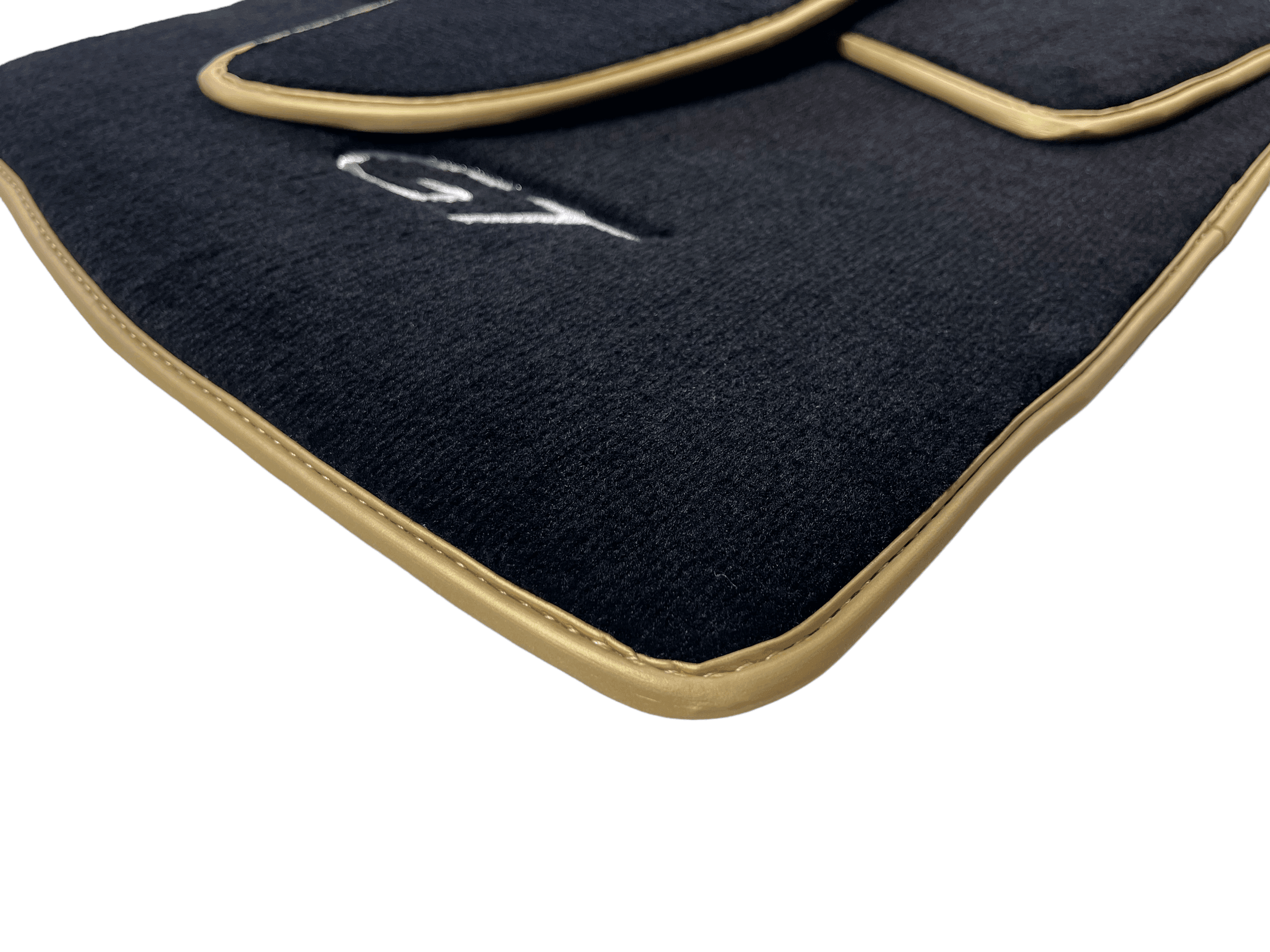 Black Floor Mats For Bentley Continental GTC (2011-2018) With Gold Color Trim - AutoWin