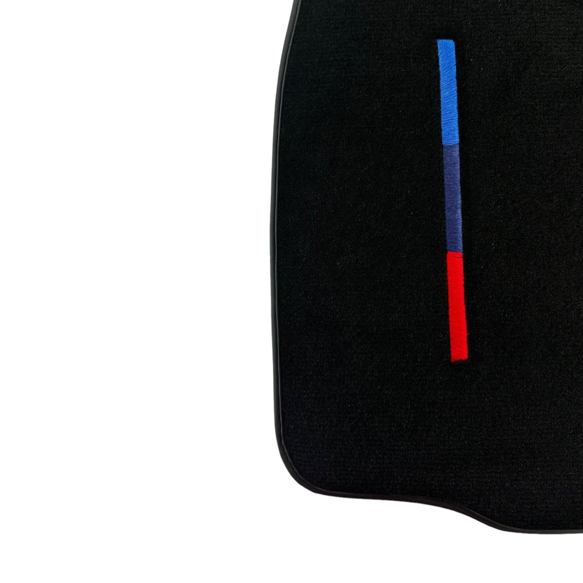 Black Floor Mats For BMW M6 F06 Gran Coupe With 3 Color Stripes Tailored Set Perfect Fit - AutoWin