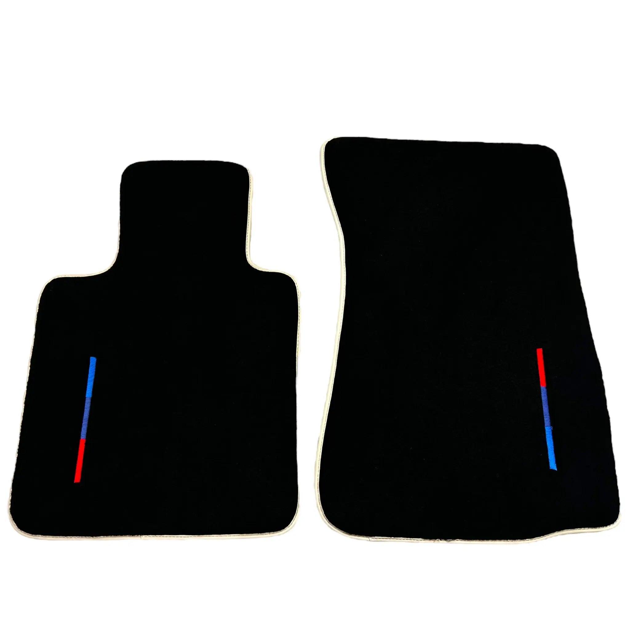 Black Floor Mats For BMW Z4 Series E89 With Color Stripes and Beige Trim Tailored Set Perfect Fit - AutoWin