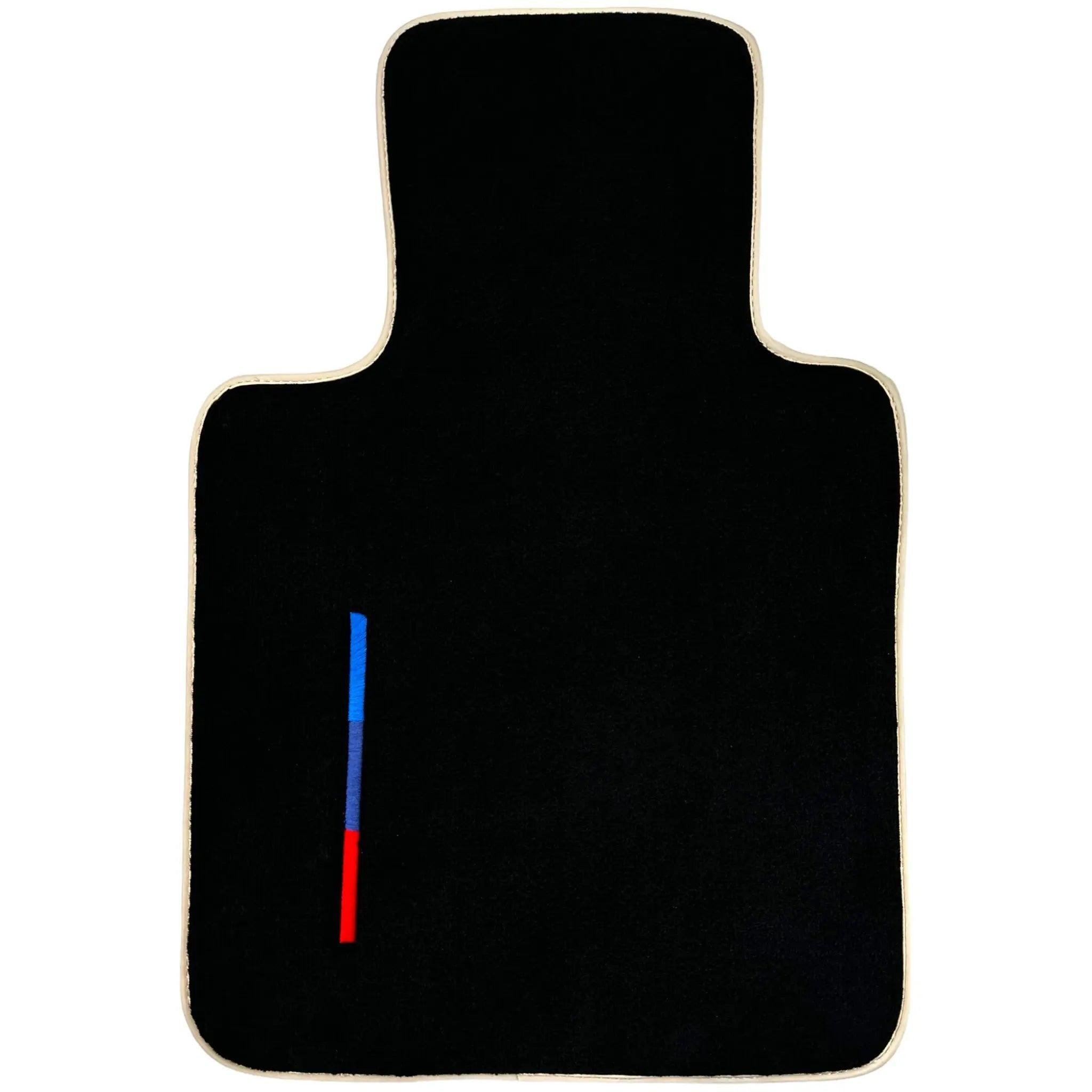 Black Floor Mats For BMW Z4 Series E89 With Color Stripes and Beige Trim Tailored Set Perfect Fit - AutoWin