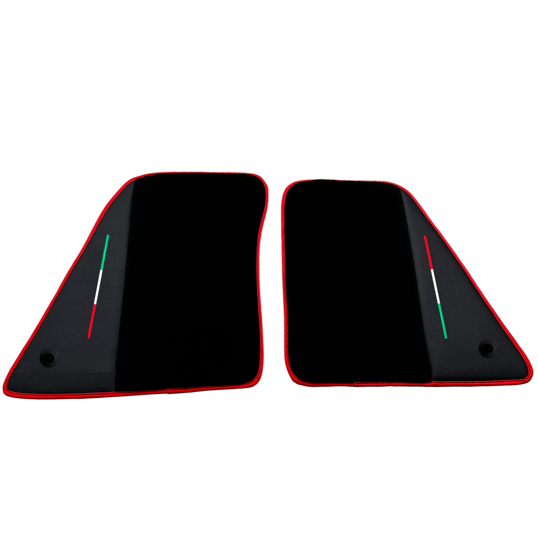Black Floor Mats for Ferrari SF90 Stradale (2019-2024) with Leather and Red Trim - AutoWin