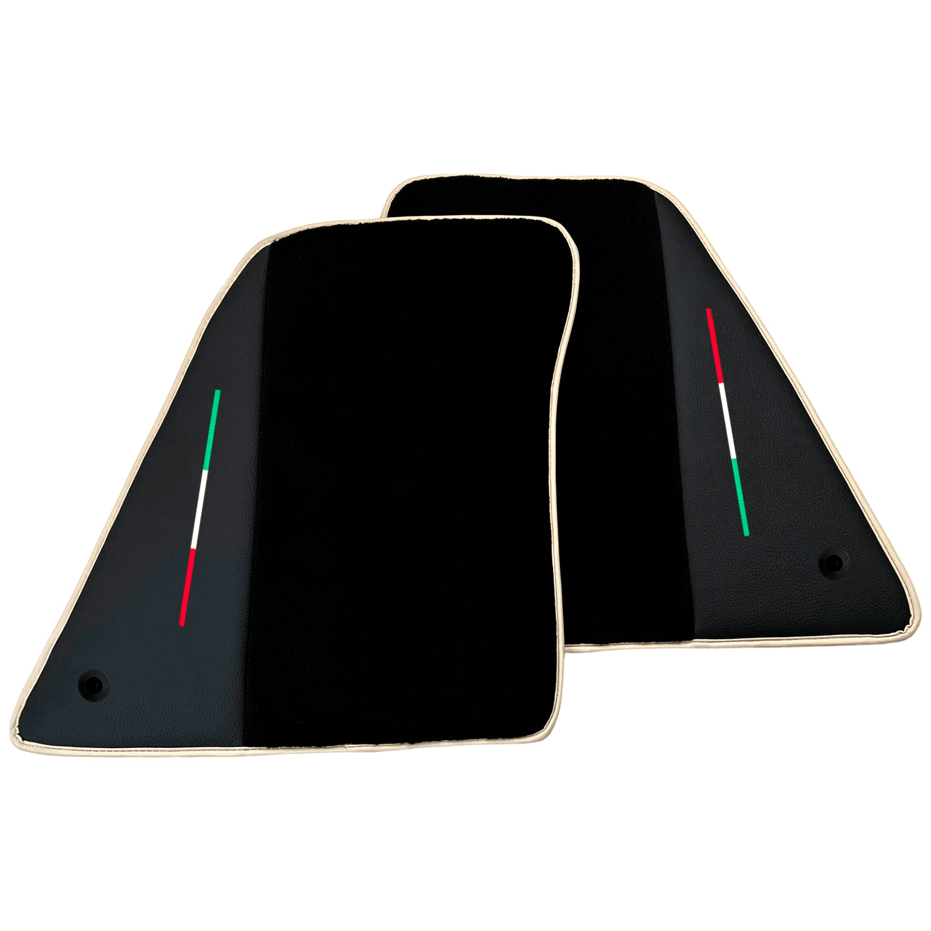 Black Floor Mats for Ferrari SF90 Stradale (2019-2024) with Leather | Beige Trim - AutoWin