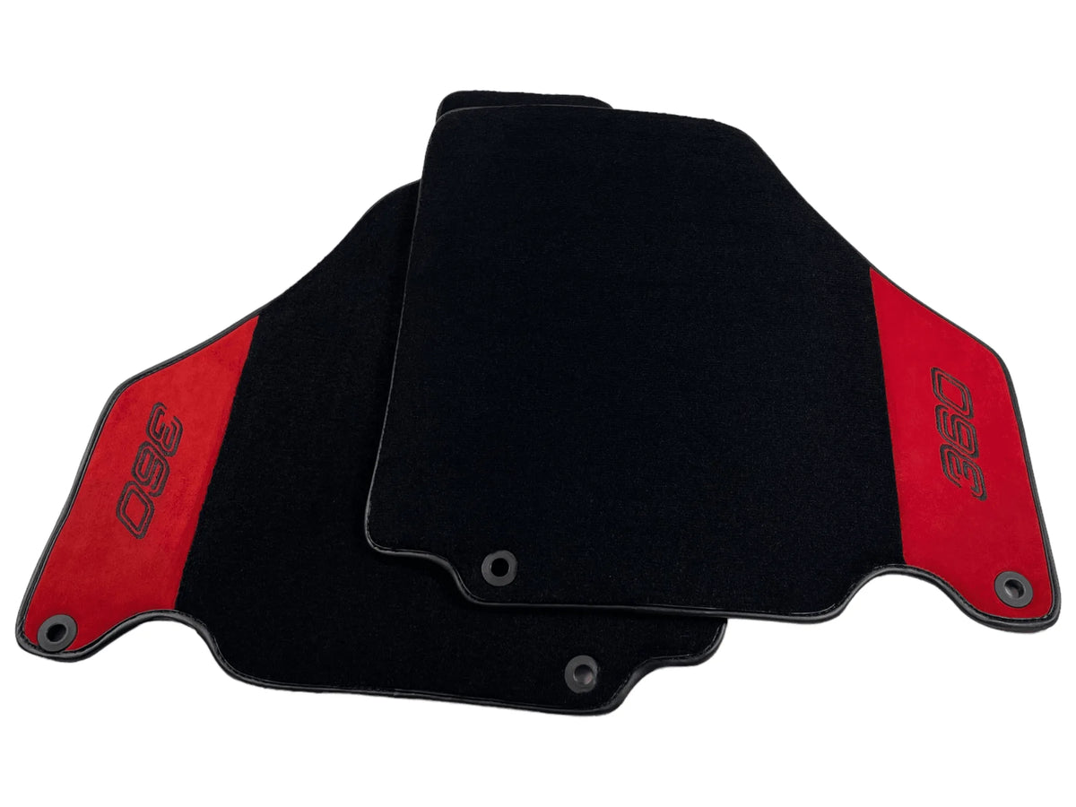 Black Floor Mats For Ferrari 360 Modena 1999-2005 With Red Alcantara Leather - AutoWin