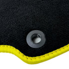 Black Floor Mats for Ferrari 360 Spider with Alcantara Leather | Yellow Trim - AutoWin