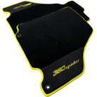 Black Floor Mats for Ferrari 360 Spider with Alcantara Leather | Yellow Trim - AutoWin