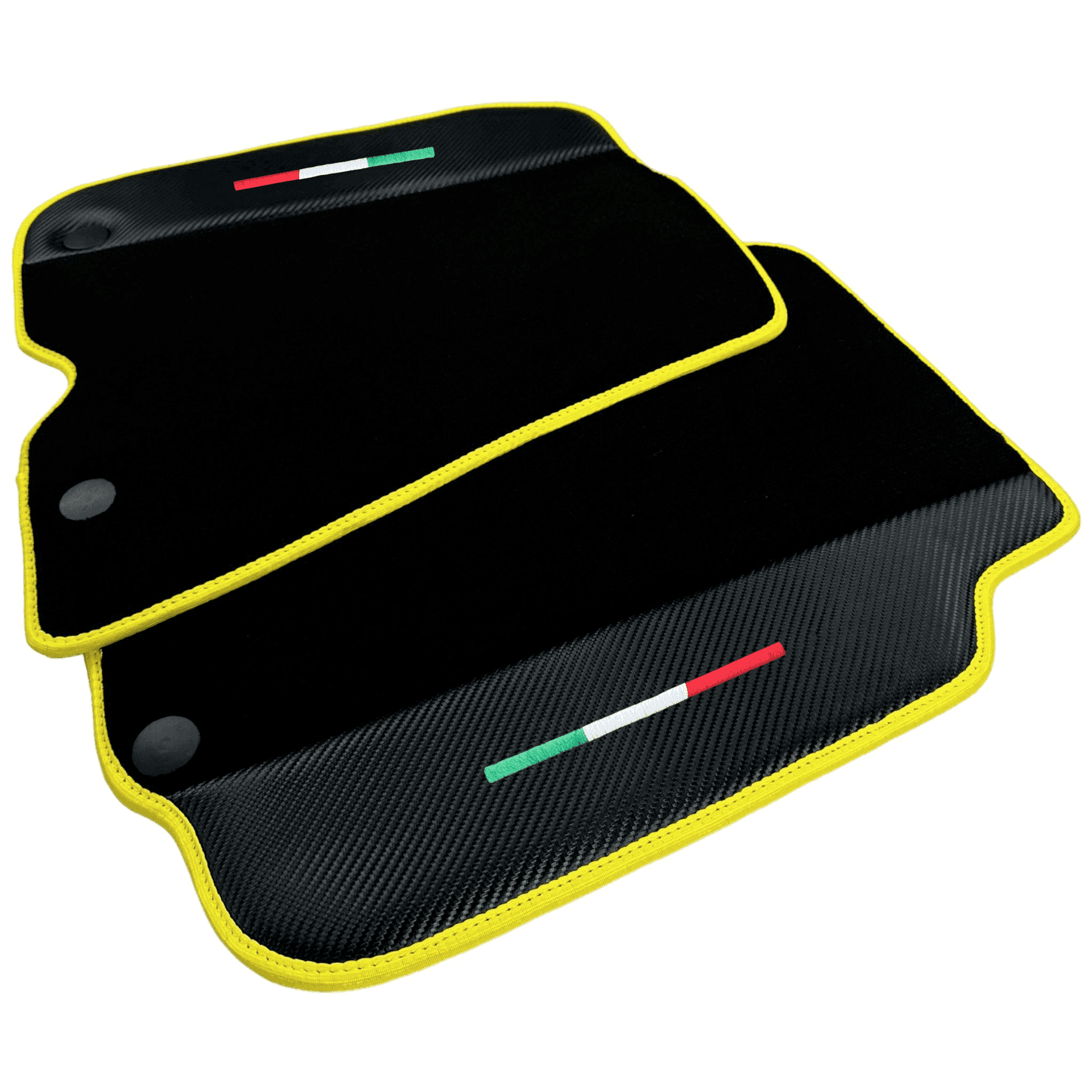 Black Floor Mats for Ferrari F12 Berlinetta (2012-2022) with Carbon Leather - AutoWin