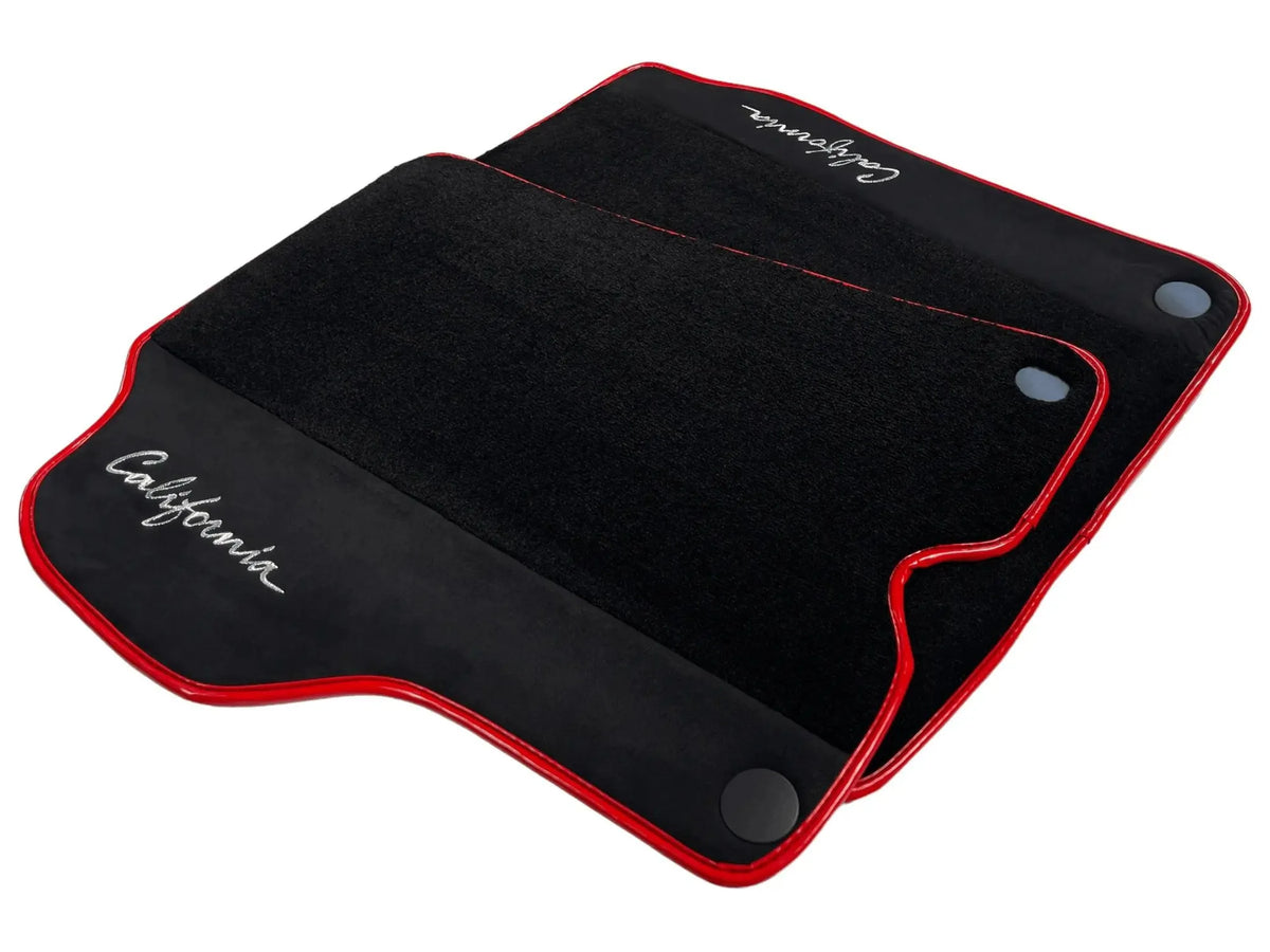 Black Floor Mats For Ferrari California 2008-2014 With Alcantara Red Trim - AutoWin
