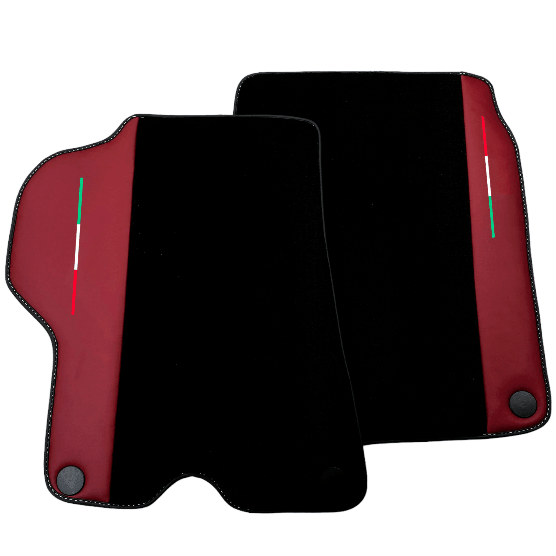 Black Floor Mats for Ferrari California (2008-2014) with Bordeaux Nappa Leather - AutoWin