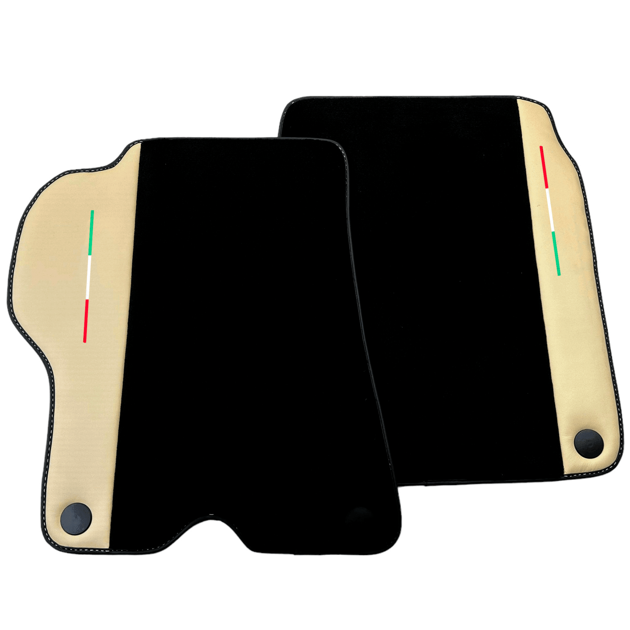Black Floor Mats for Ferrari California (2008-2014) with Crema Nappa Leather - AutoWin