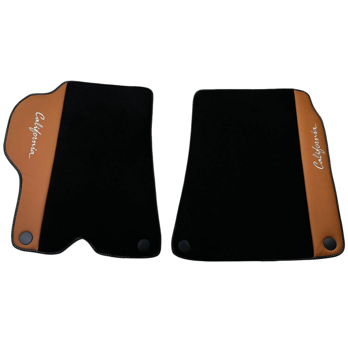 Black Floor Mats for Ferrari California (2008-2014) with Cuoio Nappa Leather - AutoWin