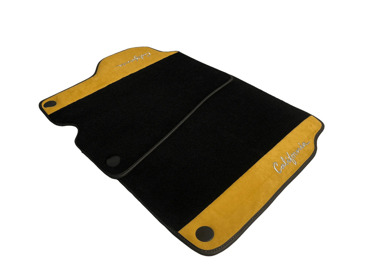 Black Floor Mats For Ferrari California 2008-2014 With Tan Alcantara - AutoWin