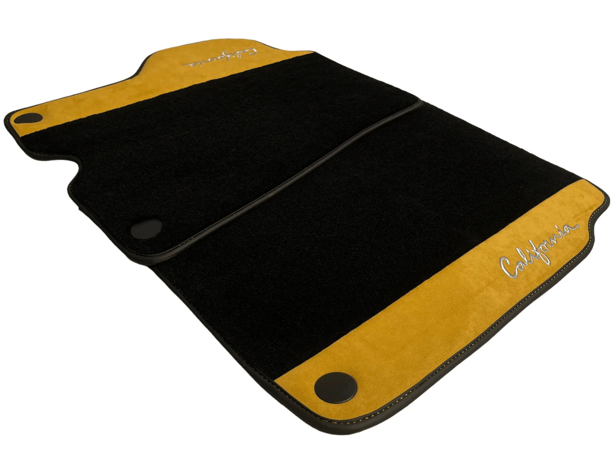 Black Floor Mats For Ferrari California 2008-2014 With Tan Alcantara - AutoWin