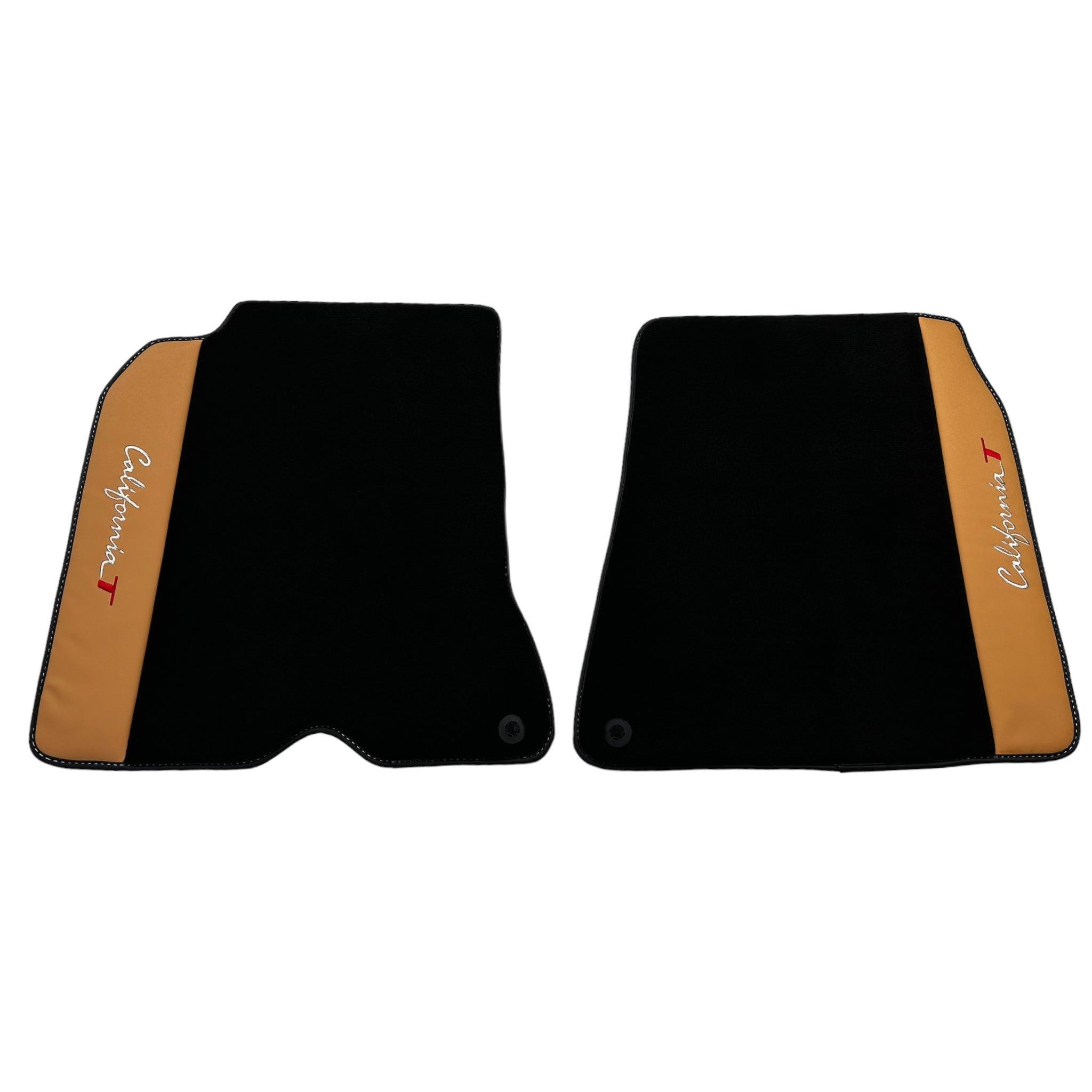 Black Floor Mats for Ferrari California T (2015-2018) with Beige Nappa Leather - AutoWin