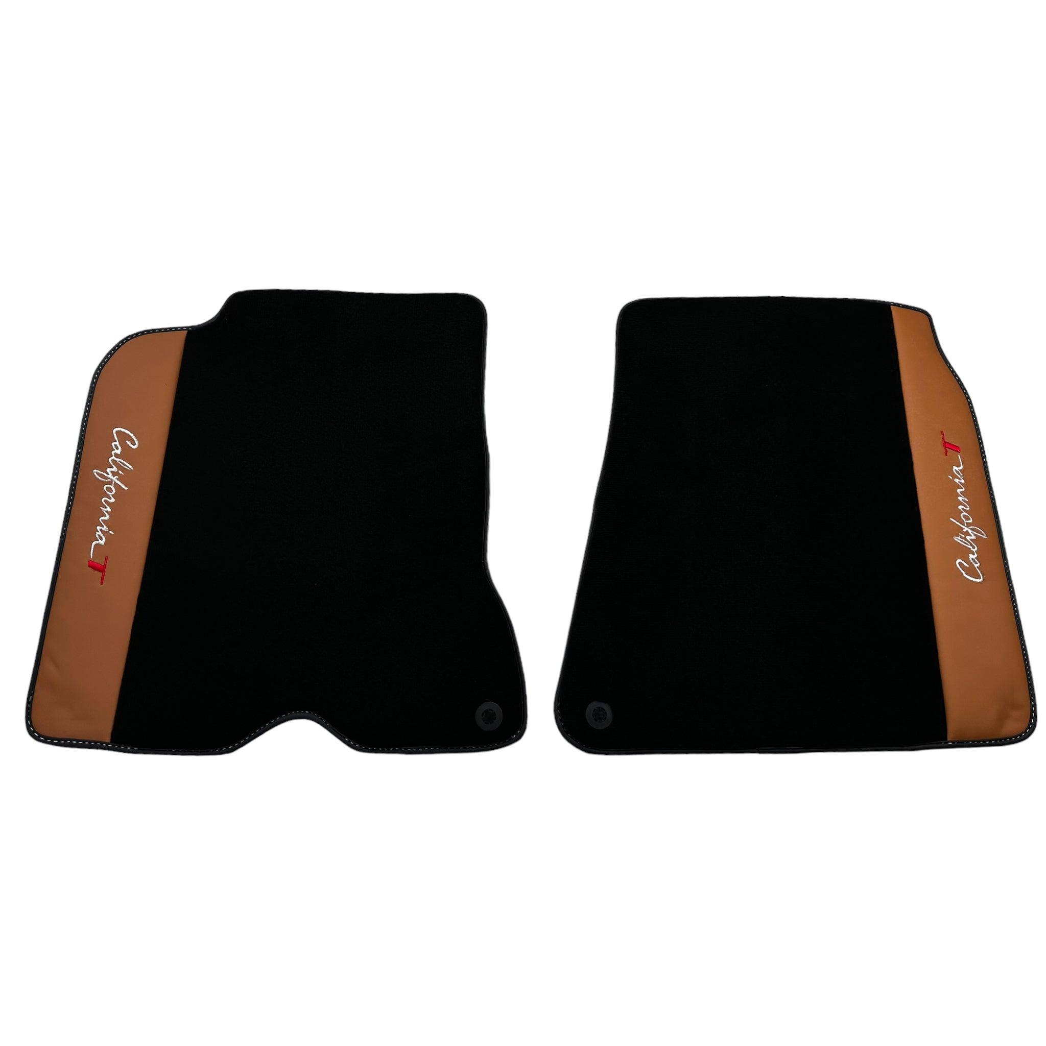 Black Floor Mats for Ferrari California T (2015-2018) with Cuoio Nappa Leather - AutoWin
