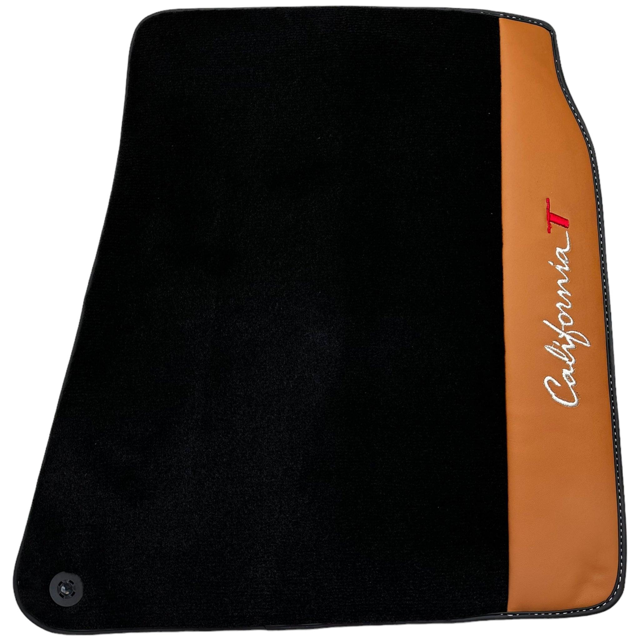 Black Floor Mats for Ferrari California T (2015-2018) with Cuoio Nappa Leather - AutoWin