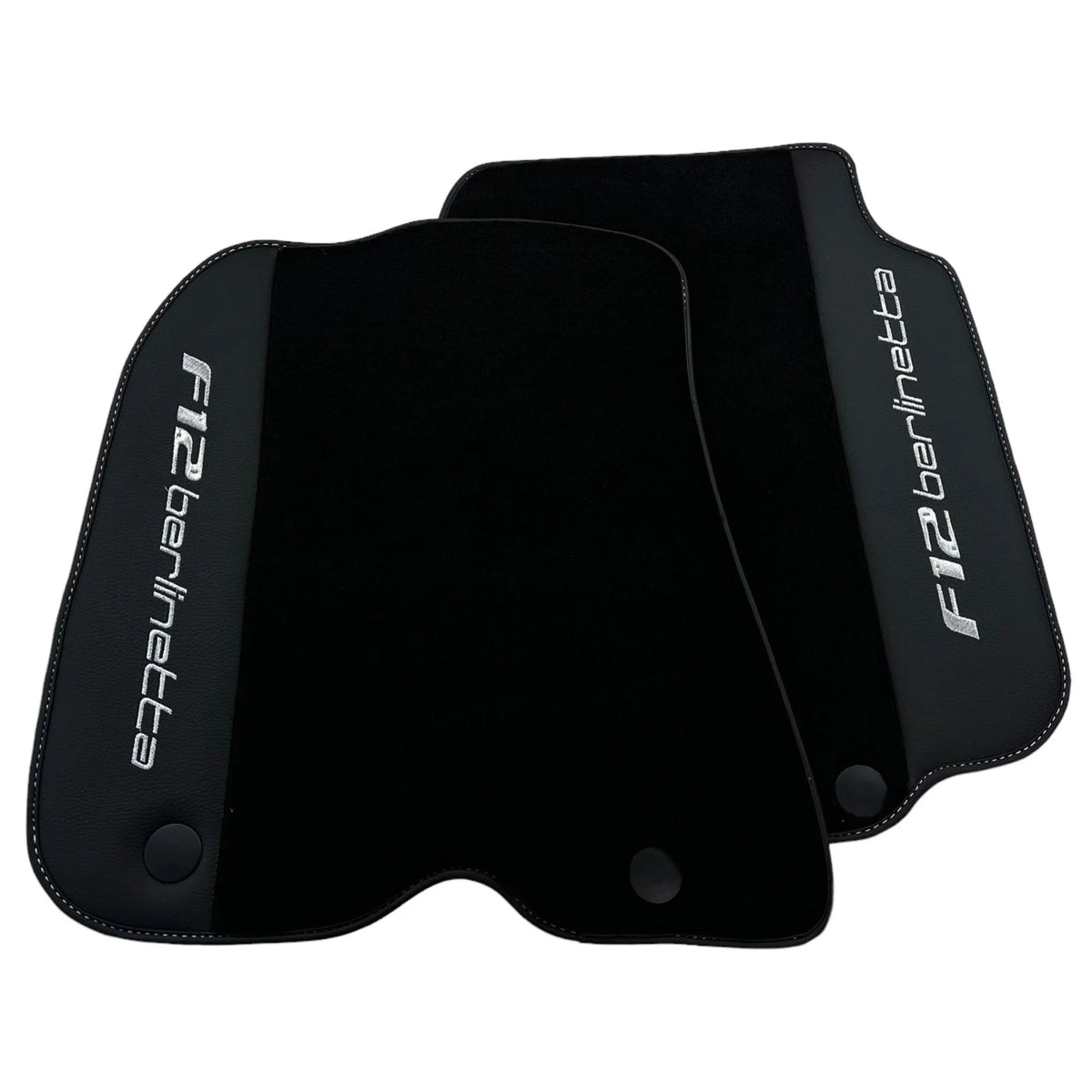 Black Floor Mats for Ferrari F12 Berlinetta (2012-2022) with Leather - AutoWin