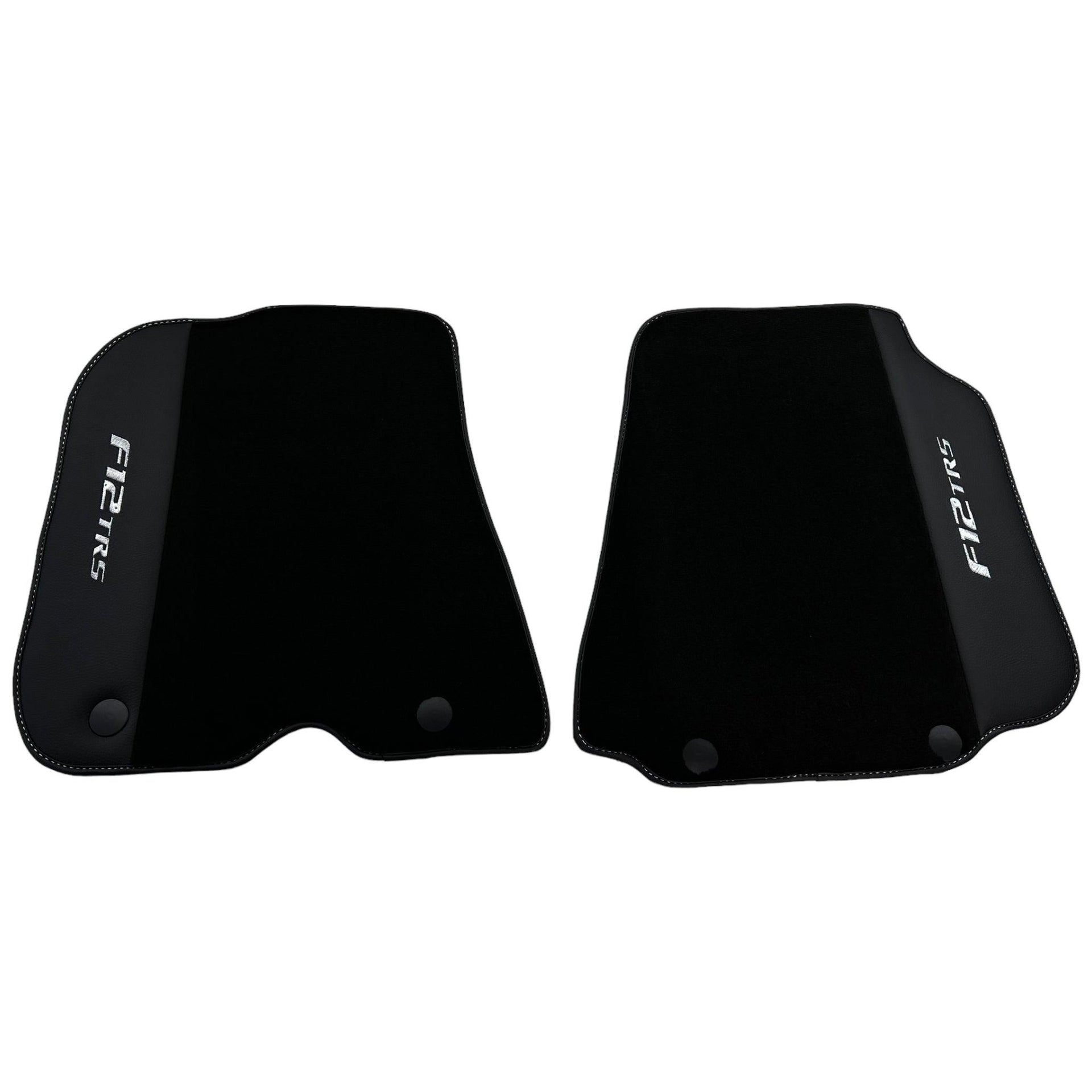 Black Floor Mats for Ferrari F12 TRS (2014) with Leather - AutoWin