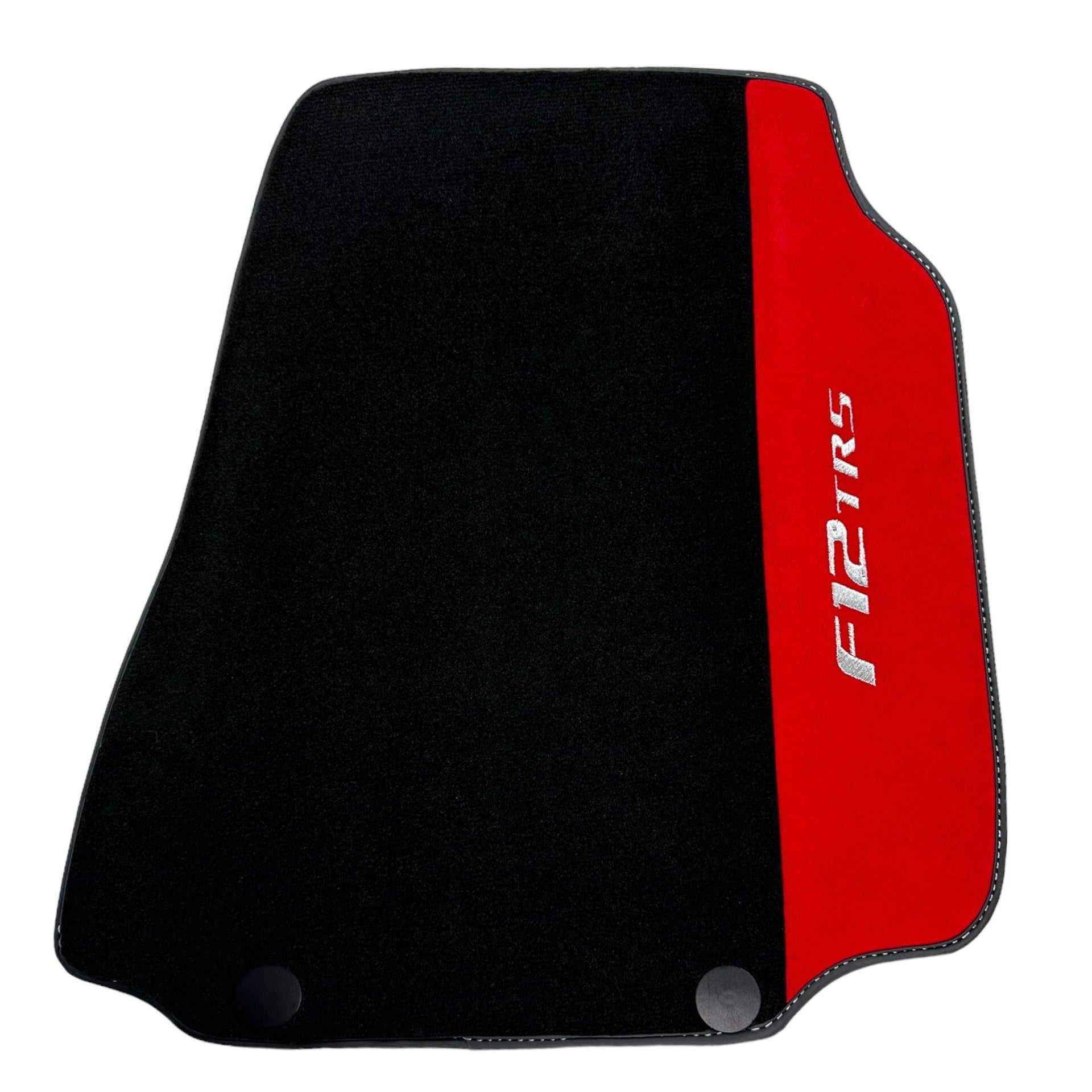 Black Floor Mats for Ferrari F12 TRS (2014) with Red Alcantara Leather - AutoWin