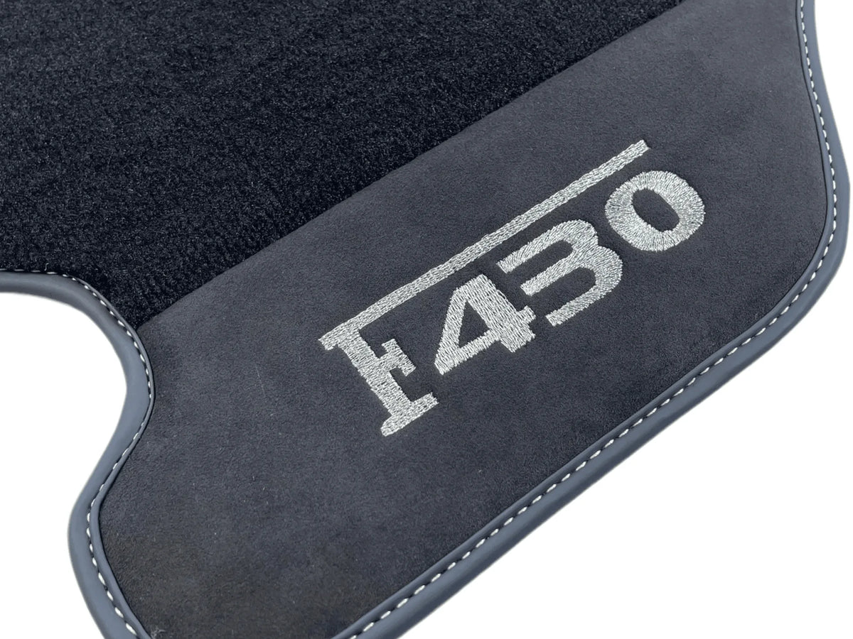 Black Floor Mats For Ferrari F430 2004-2009 With Alcantara Leather - AutoWin