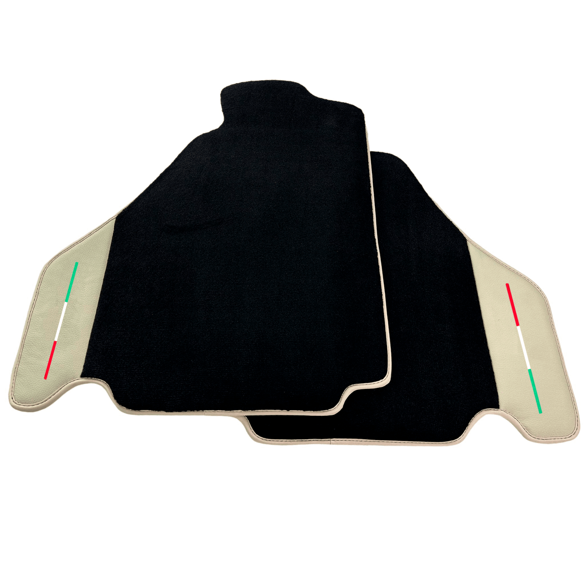 Black Floor Mats For Ferrari F430 2004-2009 With Beige Leather - AutoWin