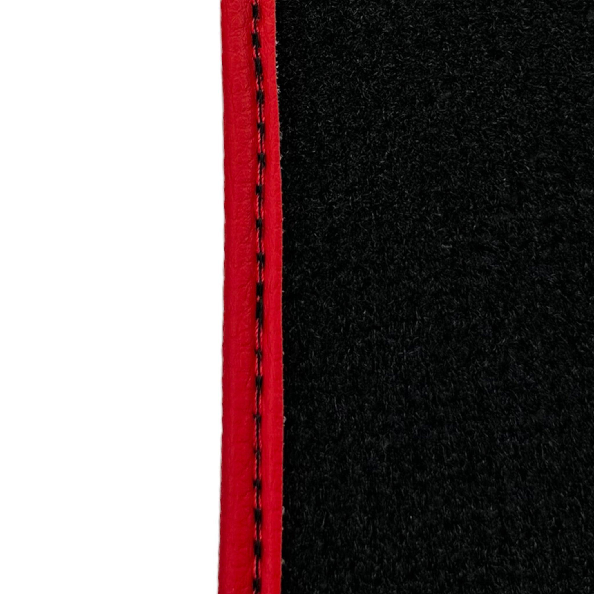 Black Floor Mats For Ferrari GTC4 Lusso (2016-2023) with Leather and Red Trim - AutoWin