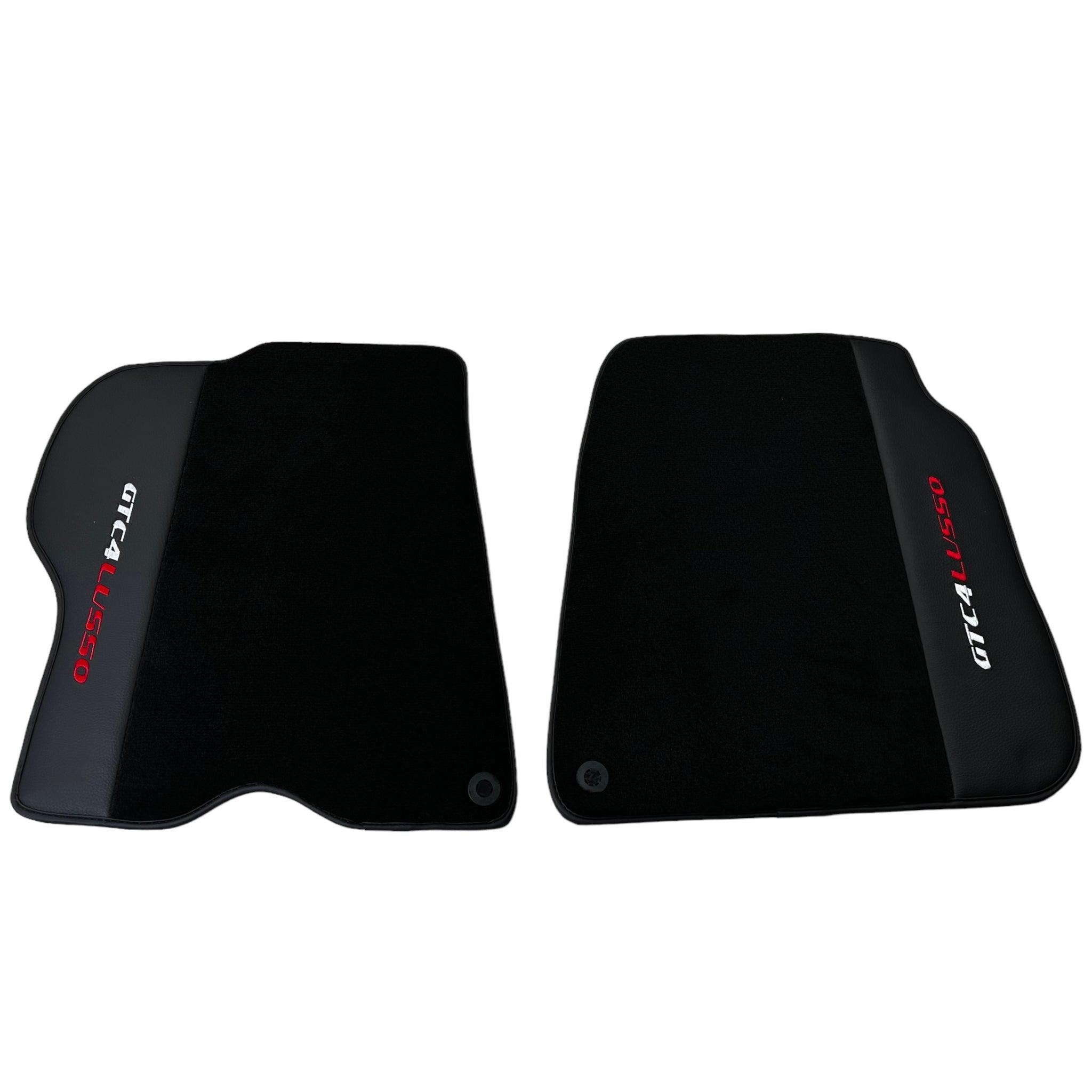 Black Floor Mats For Ferrari GTC4 Lusso (2016-2023) with Leather - AutoWin