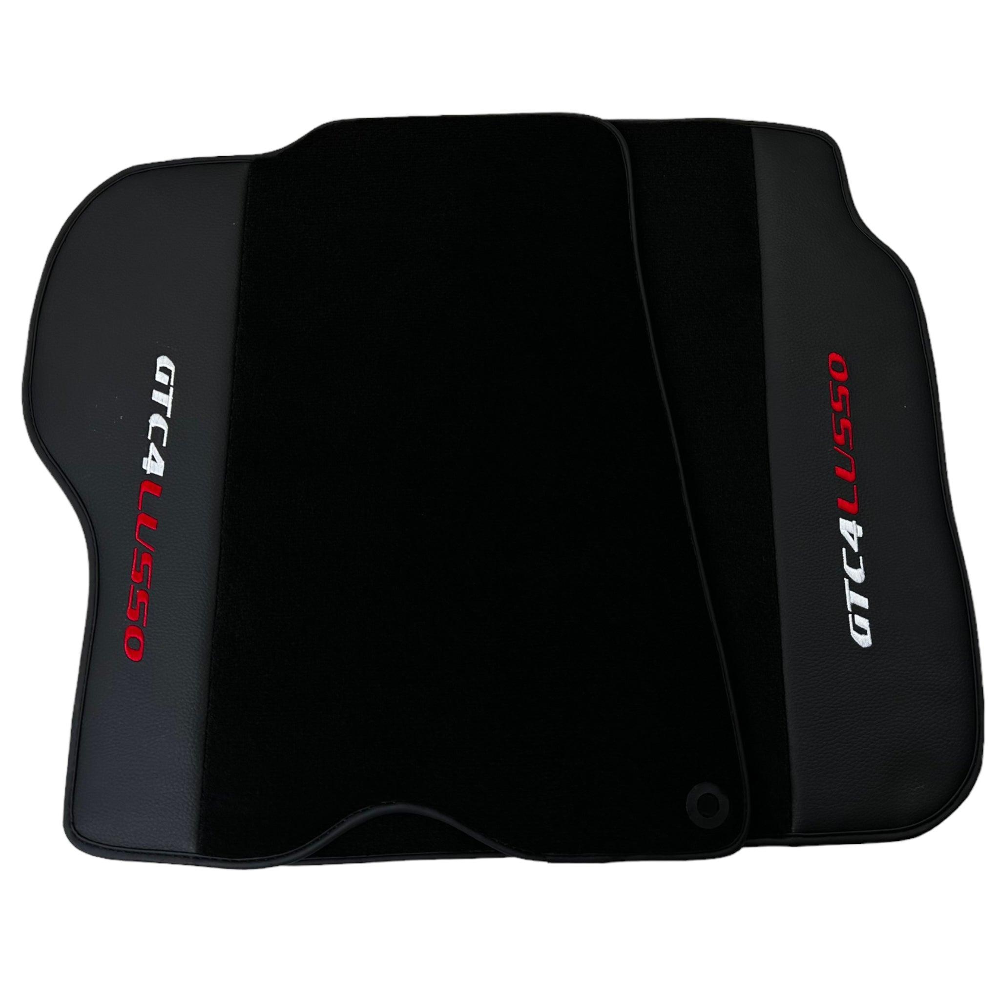 Black Floor Mats For Ferrari GTC4 Lusso (2016-2023) with Leather - AutoWin