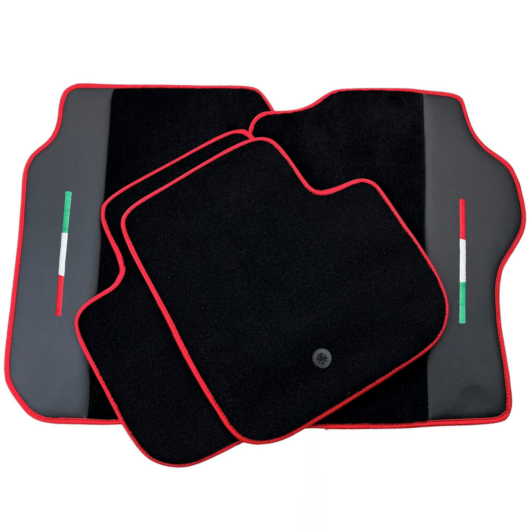 Black Floor Mats for Ferrari GTC4 Lusso with Leather and Red Trim | Right Hand Drive - AutoWin