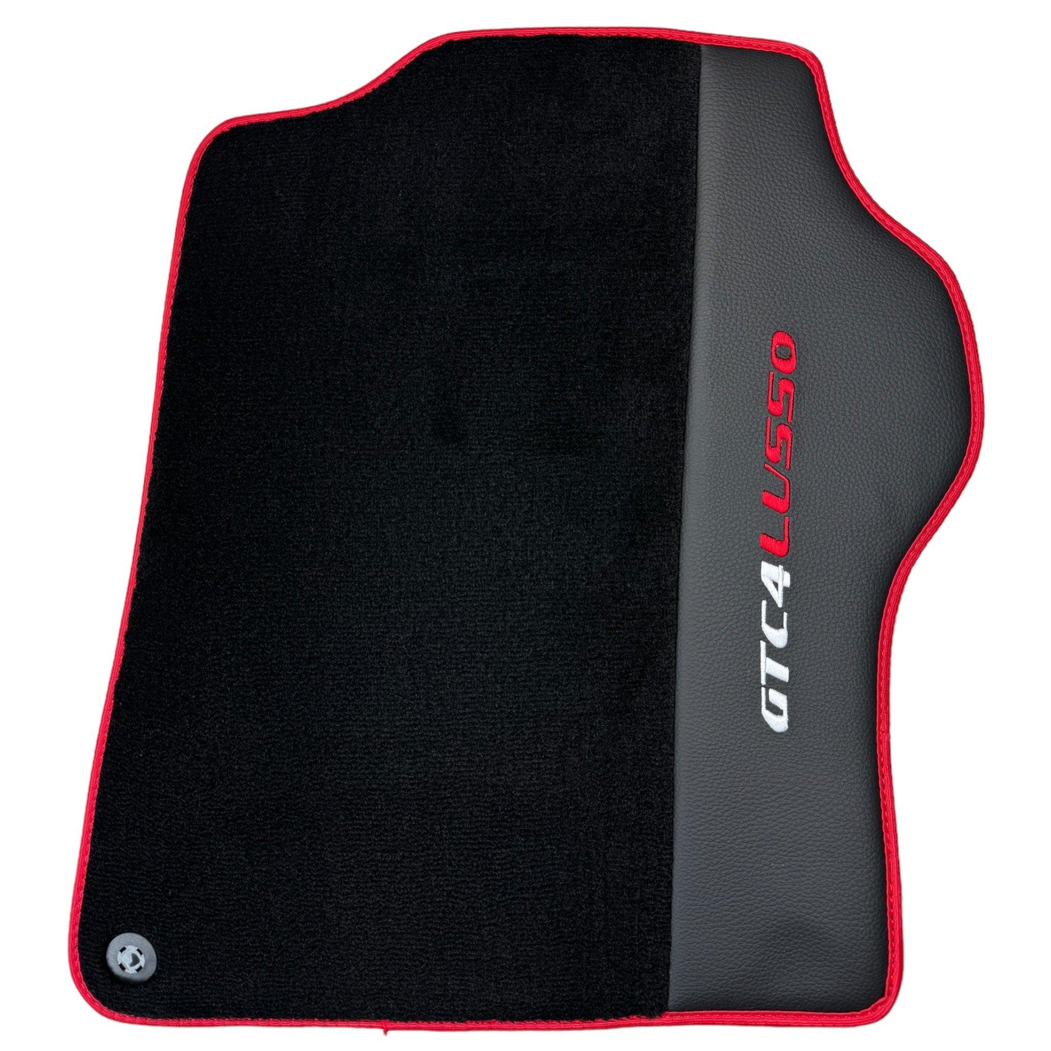 Black Floor Mats for Ferrari GTC4 Lusso with Leather and Red Trim | Right Hand Drive - AutoWin