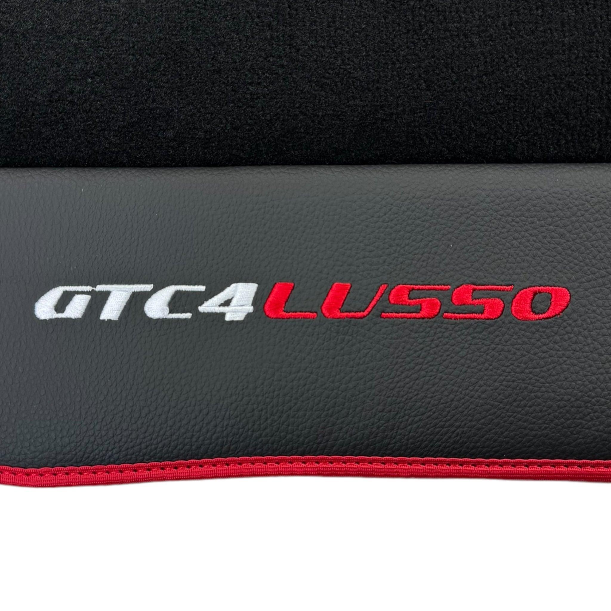 Black Floor Mats for Ferrari GTC4 Lusso with Leather and Red Trim | Right Hand Drive - AutoWin