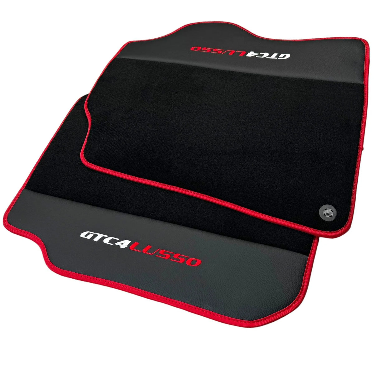 Black Floor Mats for Ferrari GTC4 Lusso with Leather and Red Trim | Right Hand Drive - AutoWin