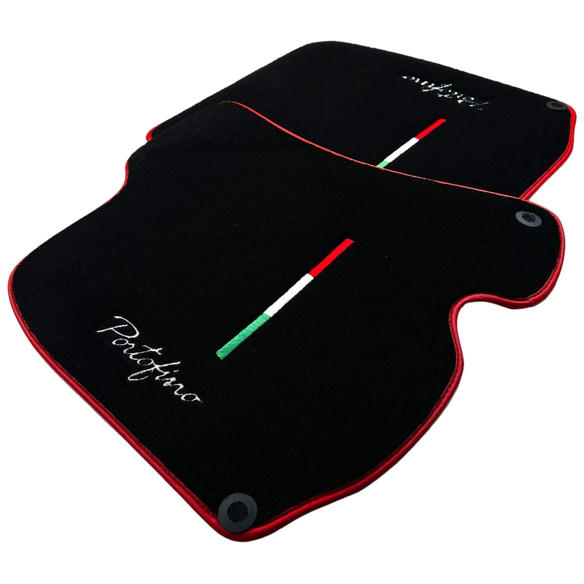 Black Floor Mats for Ferrari Portofino (2018-2023) Italian Edition with Red Trim - AutoWin